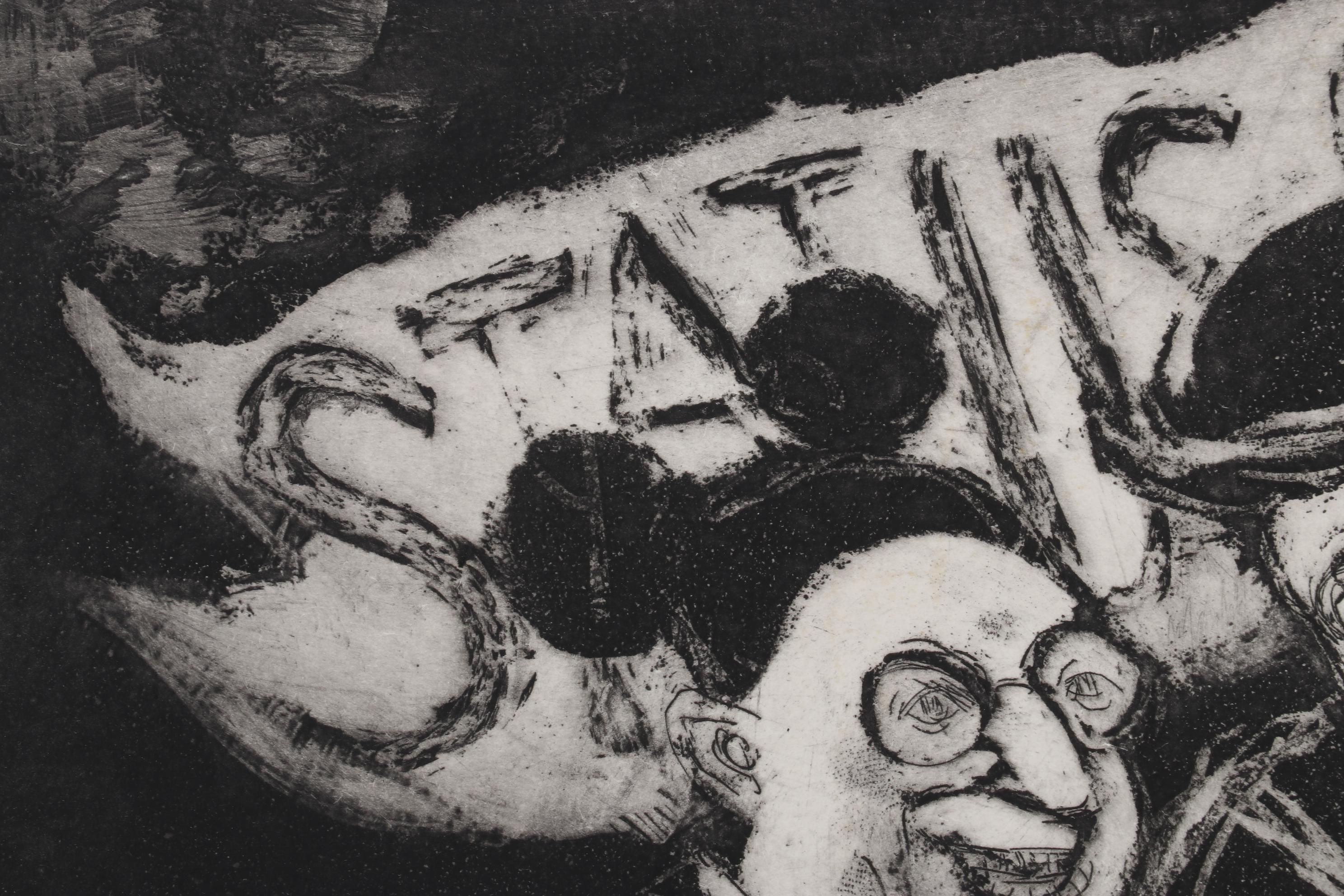 Sidney Chafetz Etching With Aquatint "To the Barricades," Circa 1968