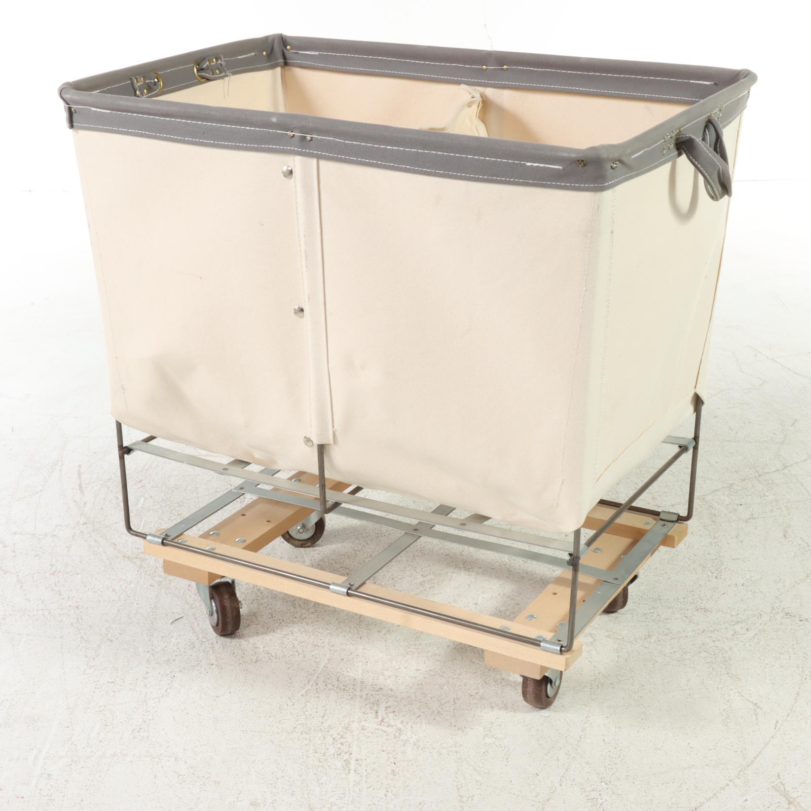 Five Restoration Hardware Dandux Canvas and Wheeled Laundry Carts