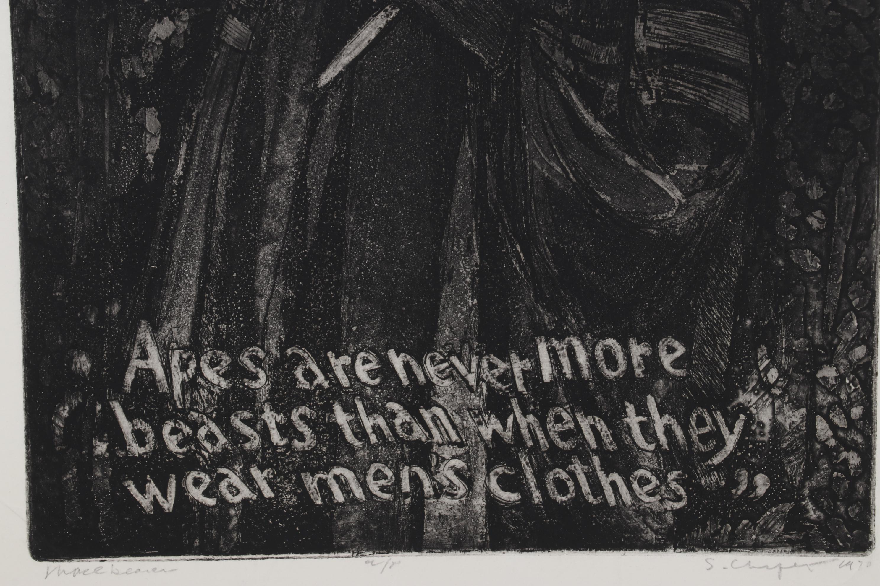 Sidney Chafetz Etching "Macebearer," 1970