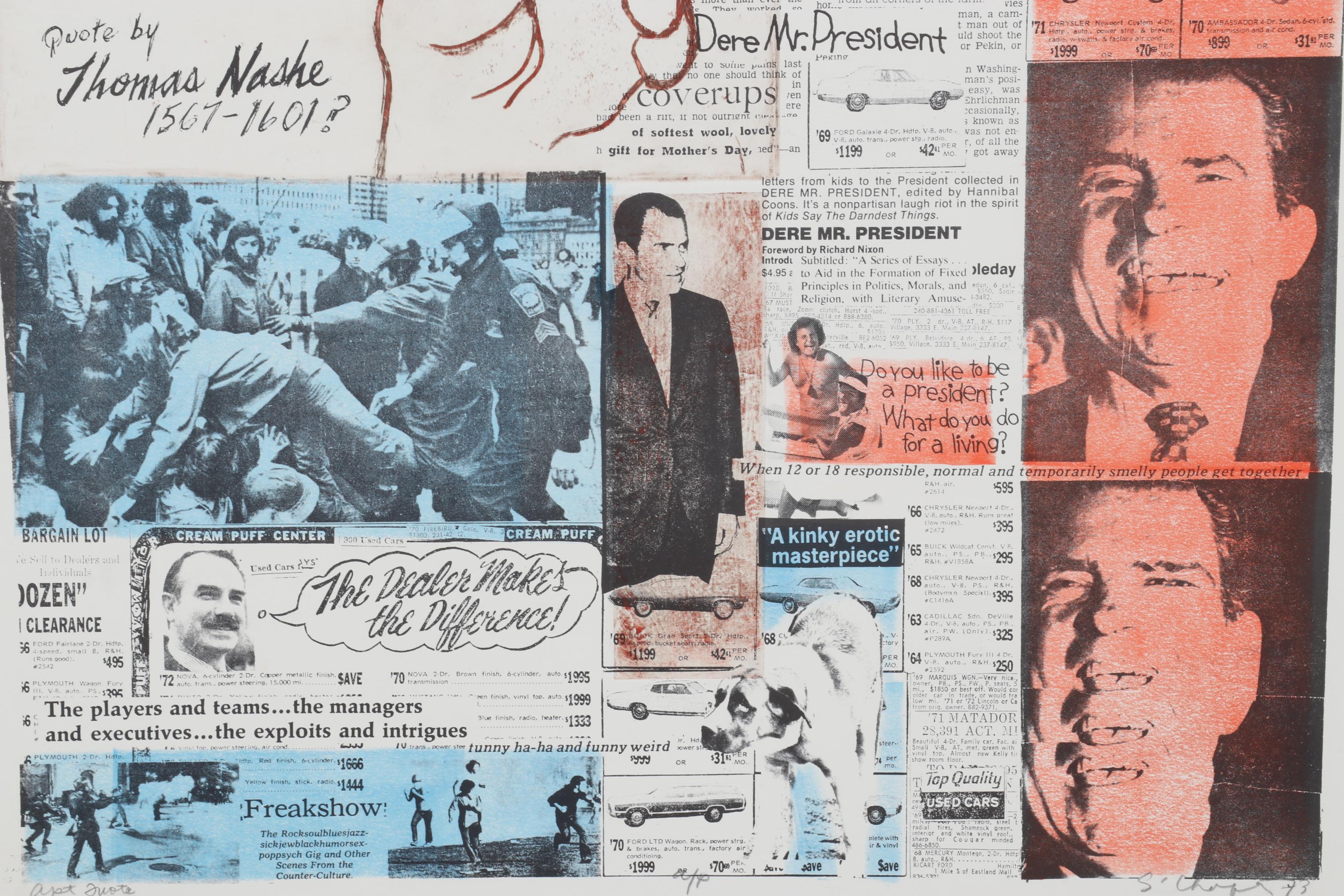 Sidney Chafetz Etching and Lithograph "Apt Quote," 1973