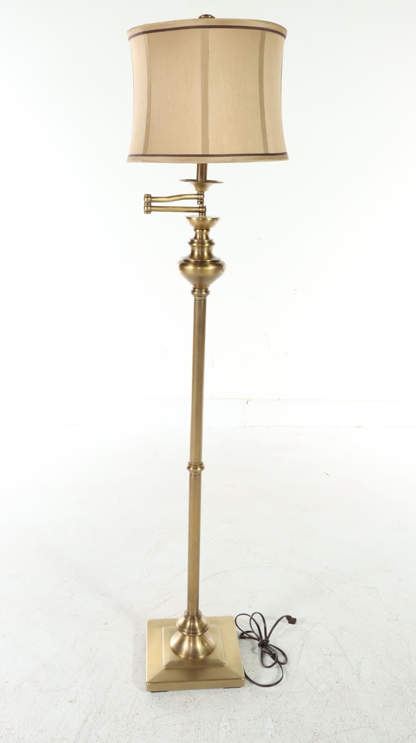 Satin Brass Finish Swing Arm Floor Lamp