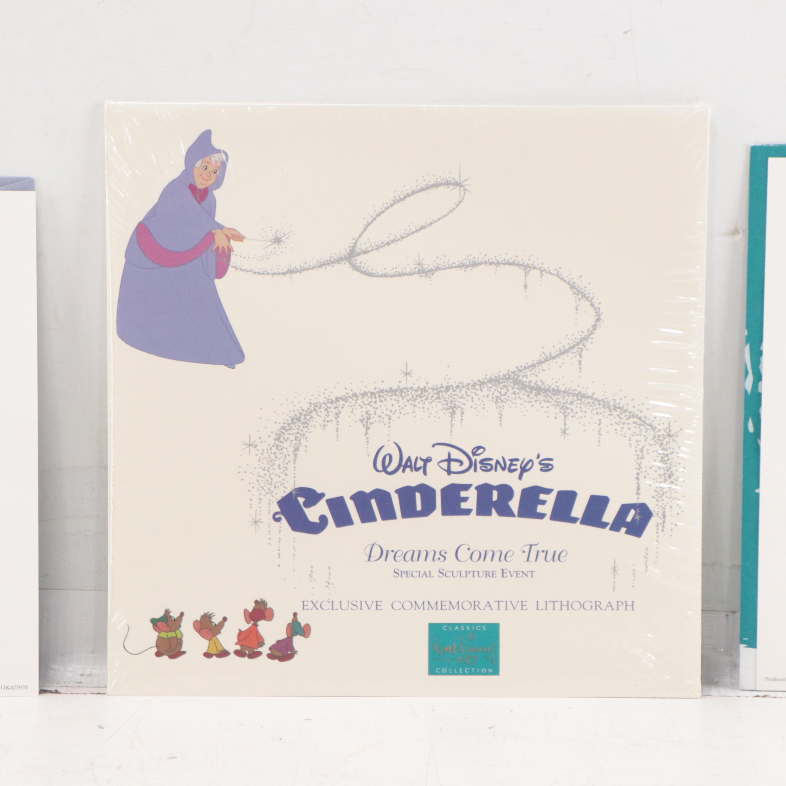 Disney Commemorative Offset Lithographs Including "Cinderella" and "Pinocchio"