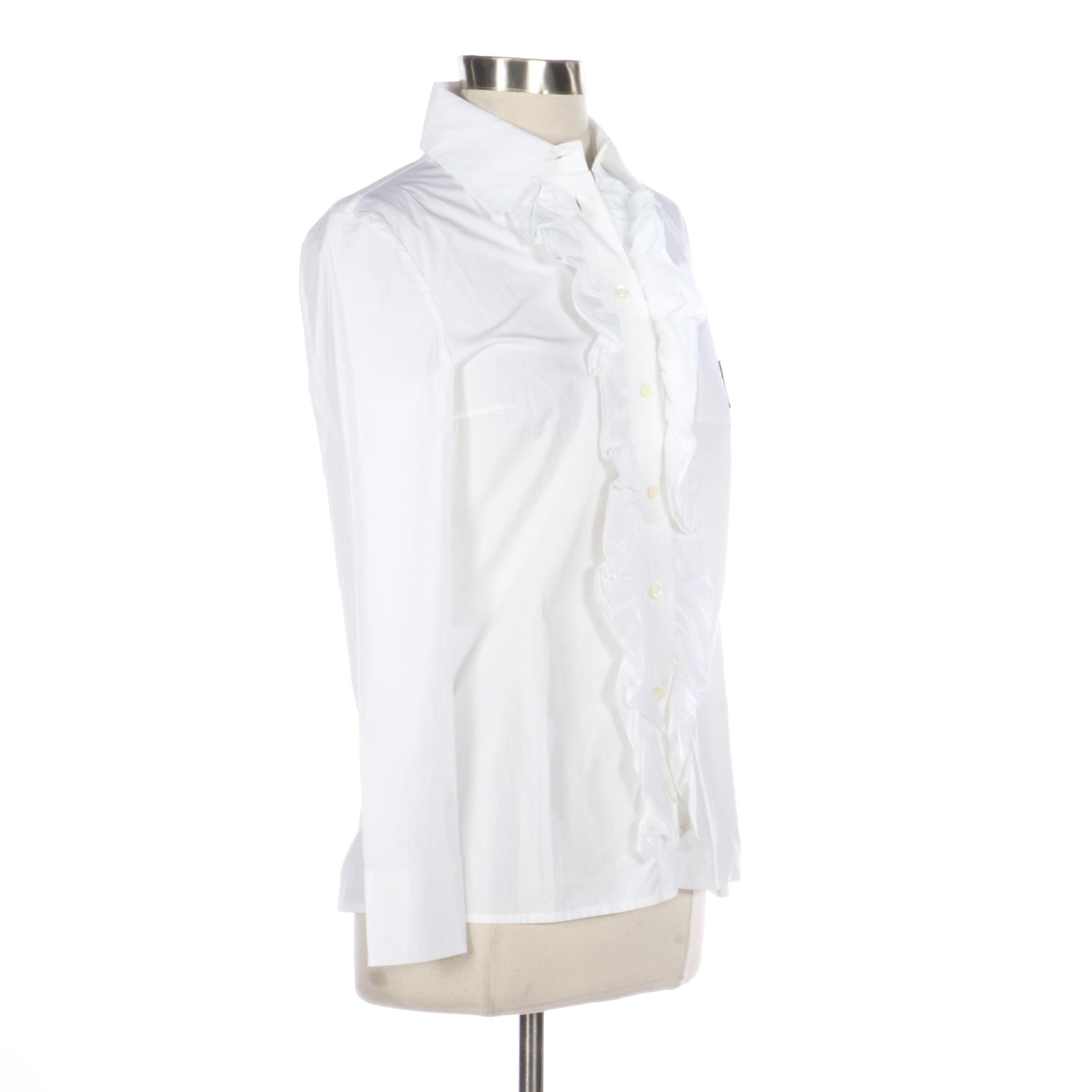 Prada Button-Up Ruffle Shirt