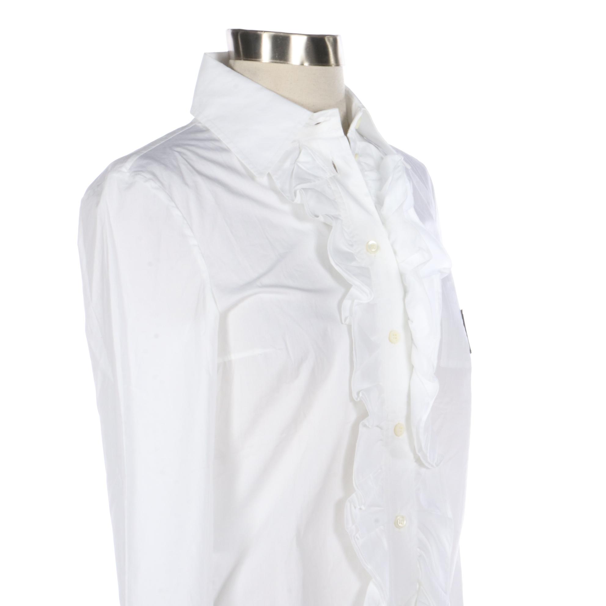 Prada Button-Up Ruffle Shirt