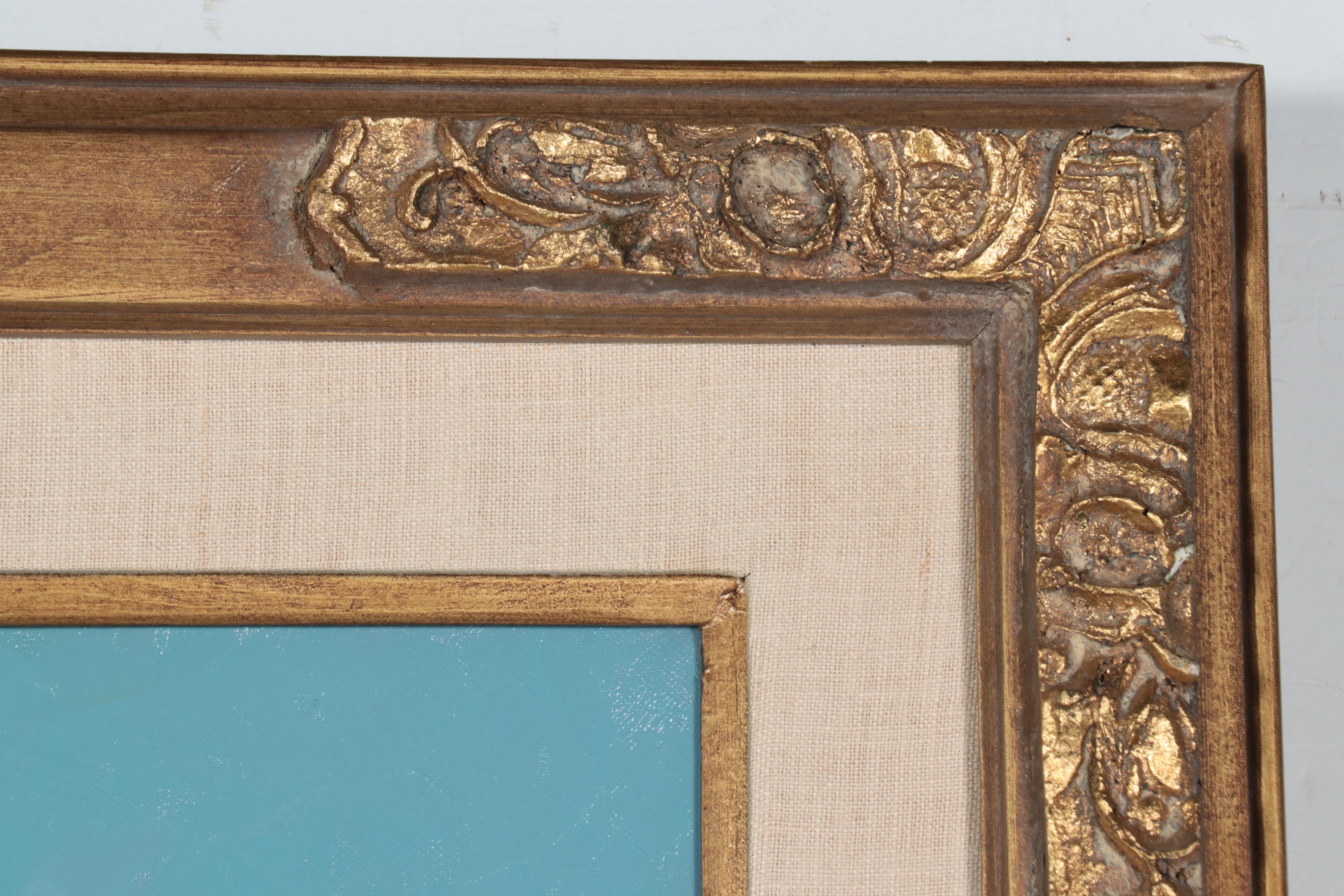 Harbor Scene Oil Painting of Coastal Village, Mid-20th Century