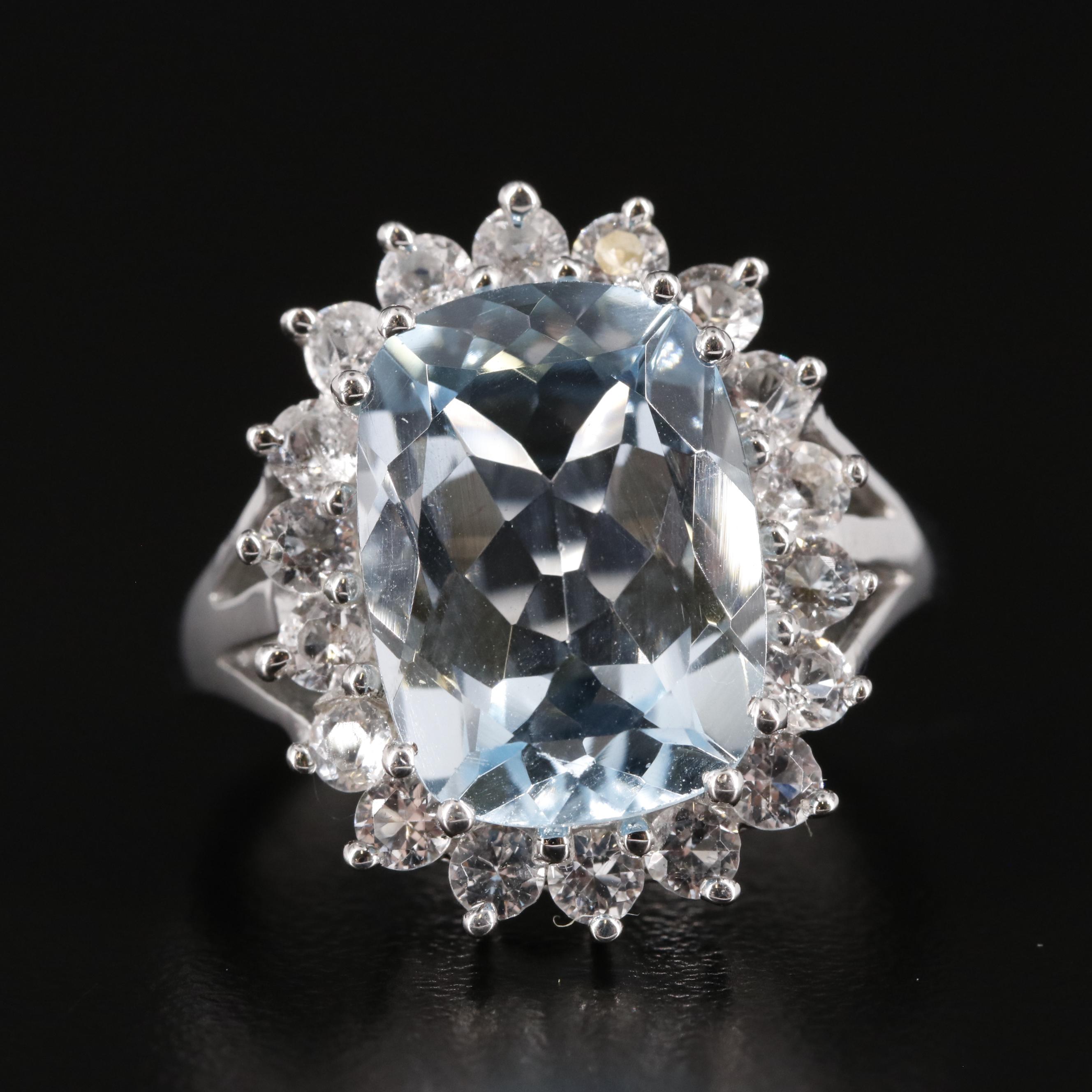 Sterling Blue and White Topaz Ring