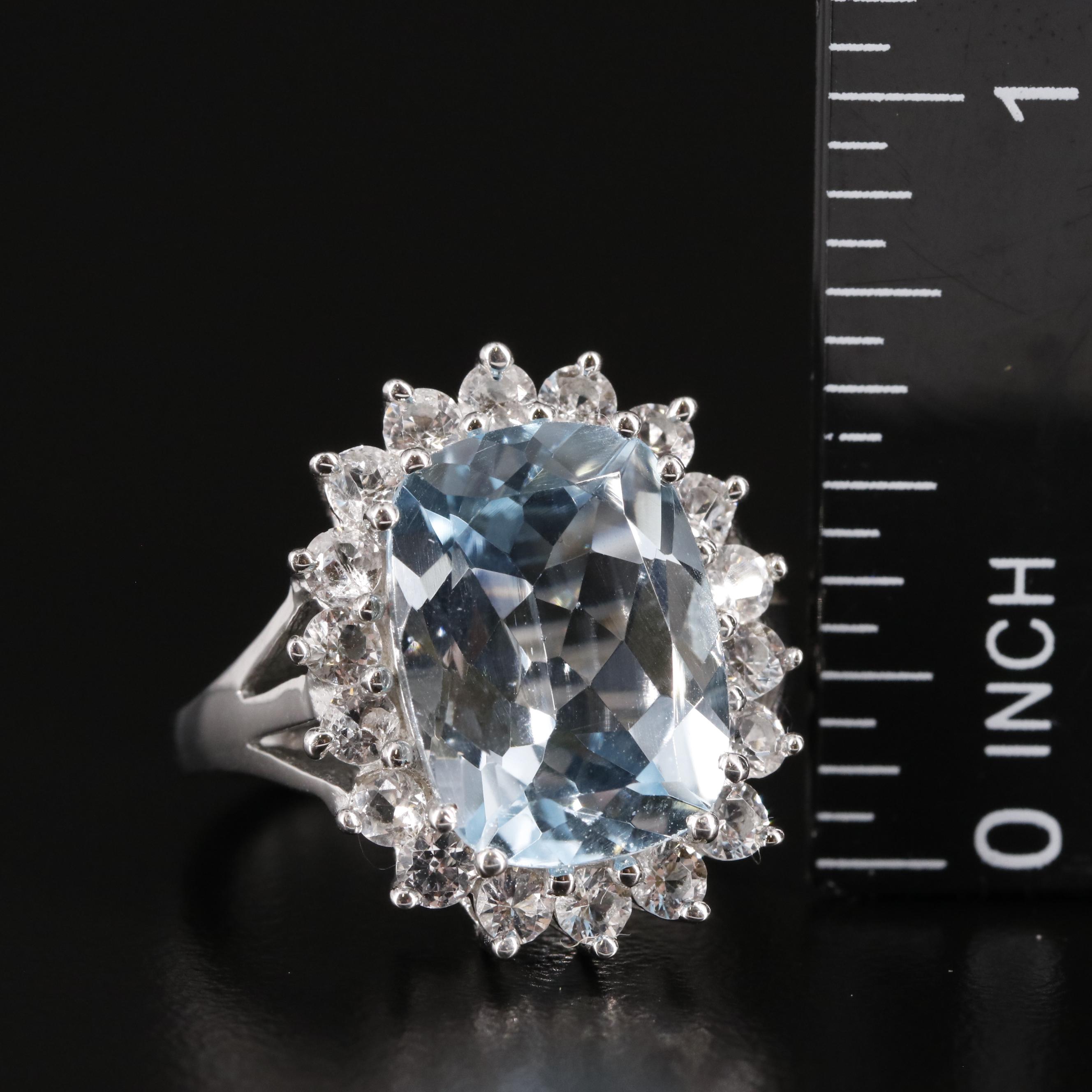 Sterling Blue and White Topaz Ring