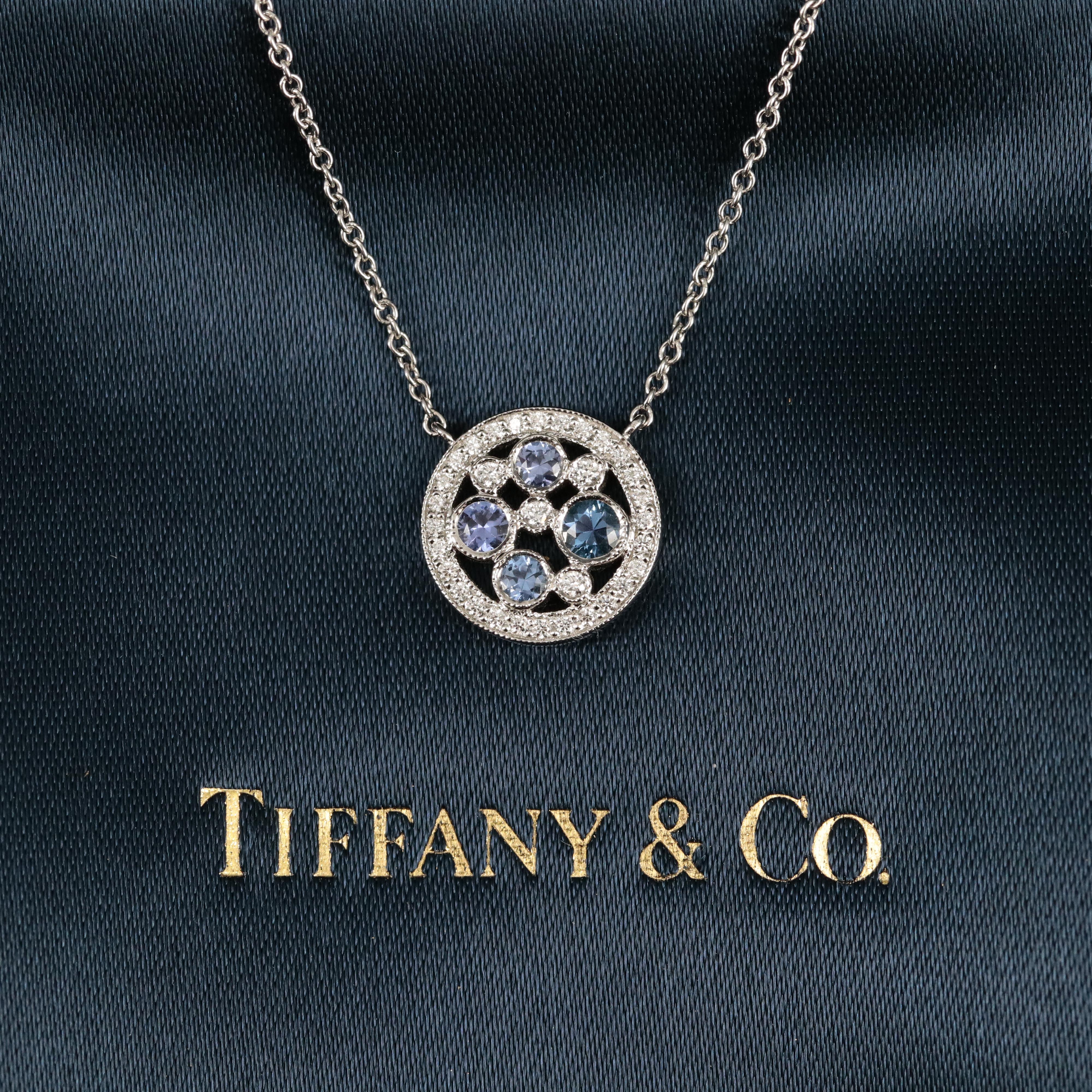 Tiffany & Co. "Cobblestone" Platinum Sapphire and Diamond Necklace