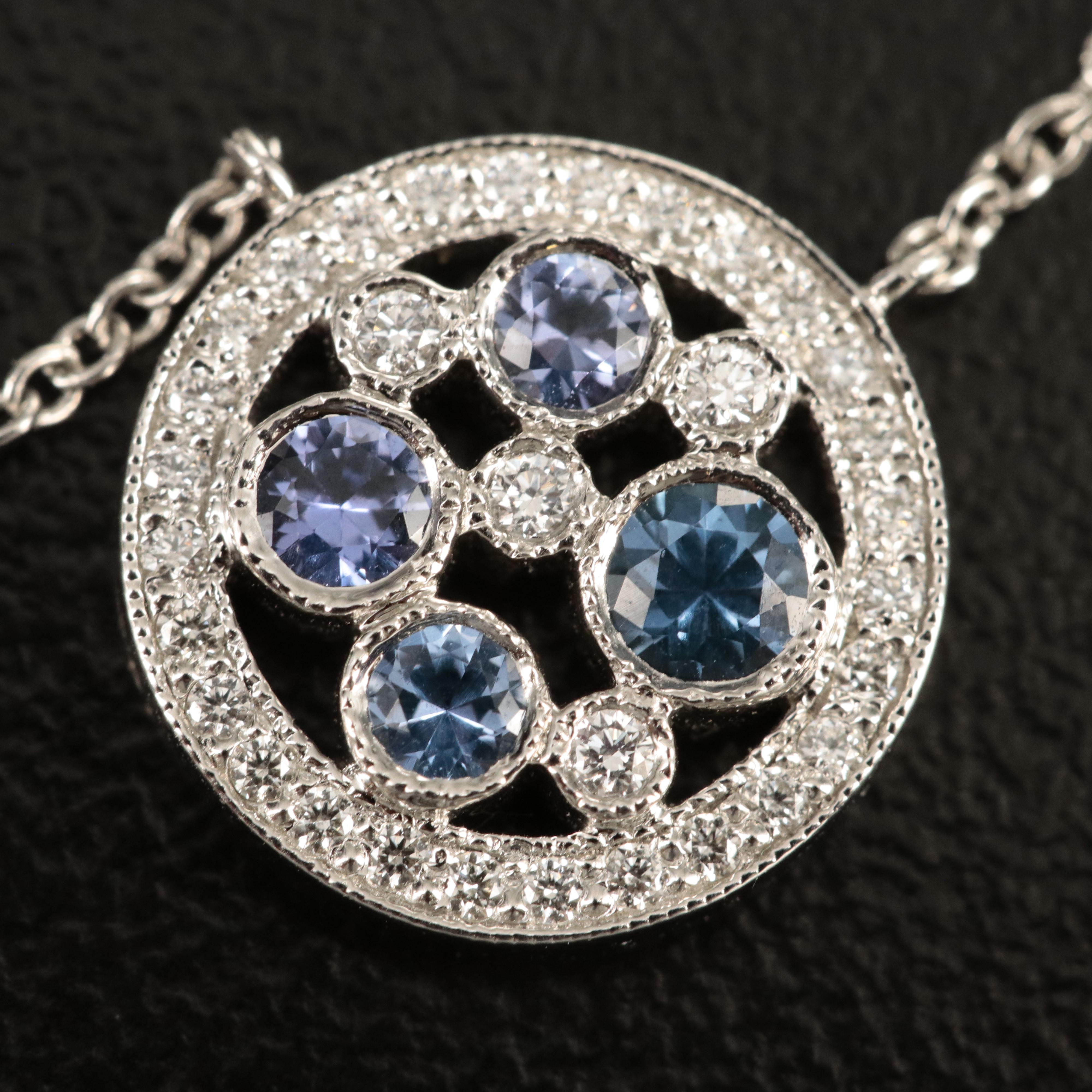 Tiffany & Co. "Cobblestone" Platinum Sapphire and Diamond Necklace