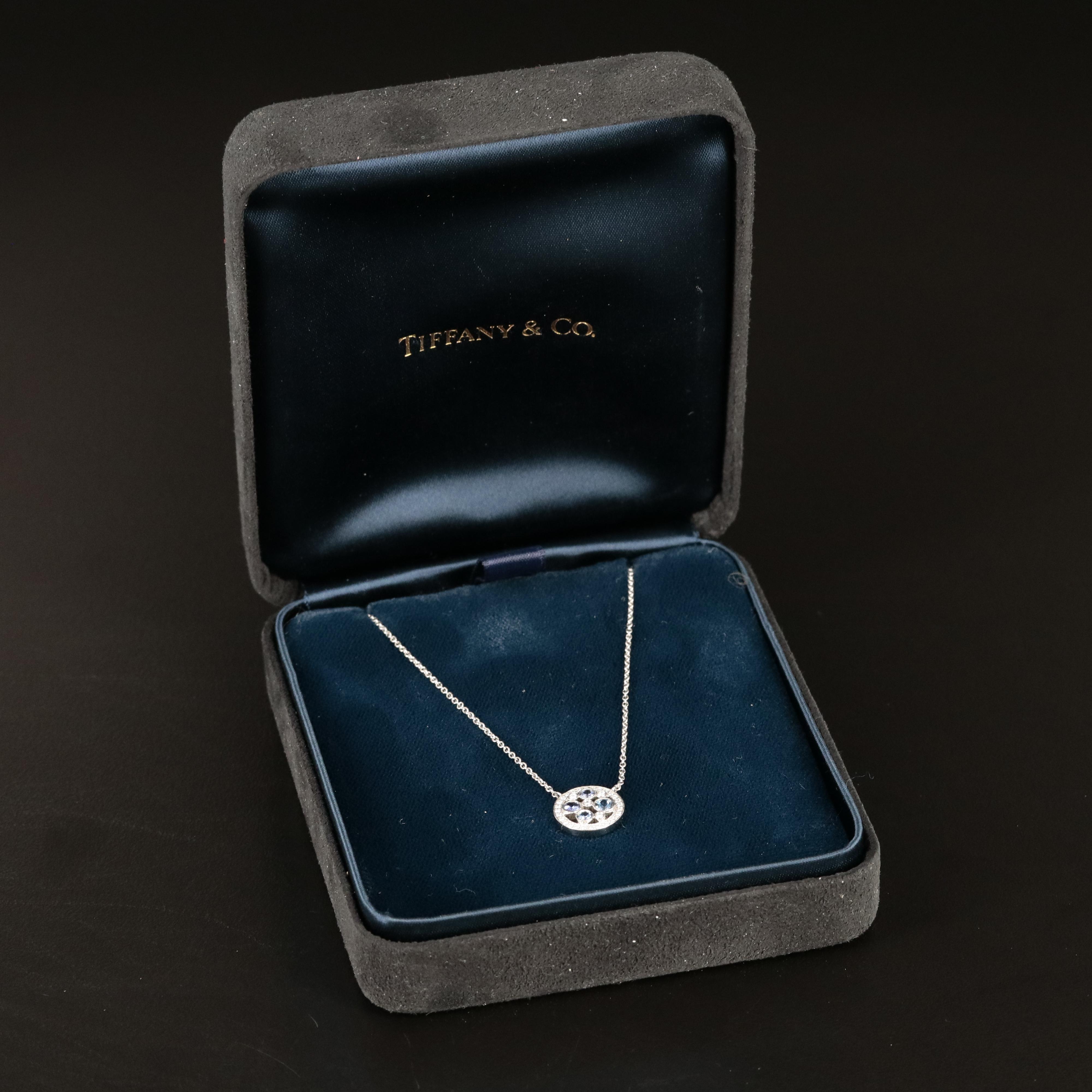 Tiffany & Co. "Cobblestone" Platinum Sapphire and Diamond Necklace