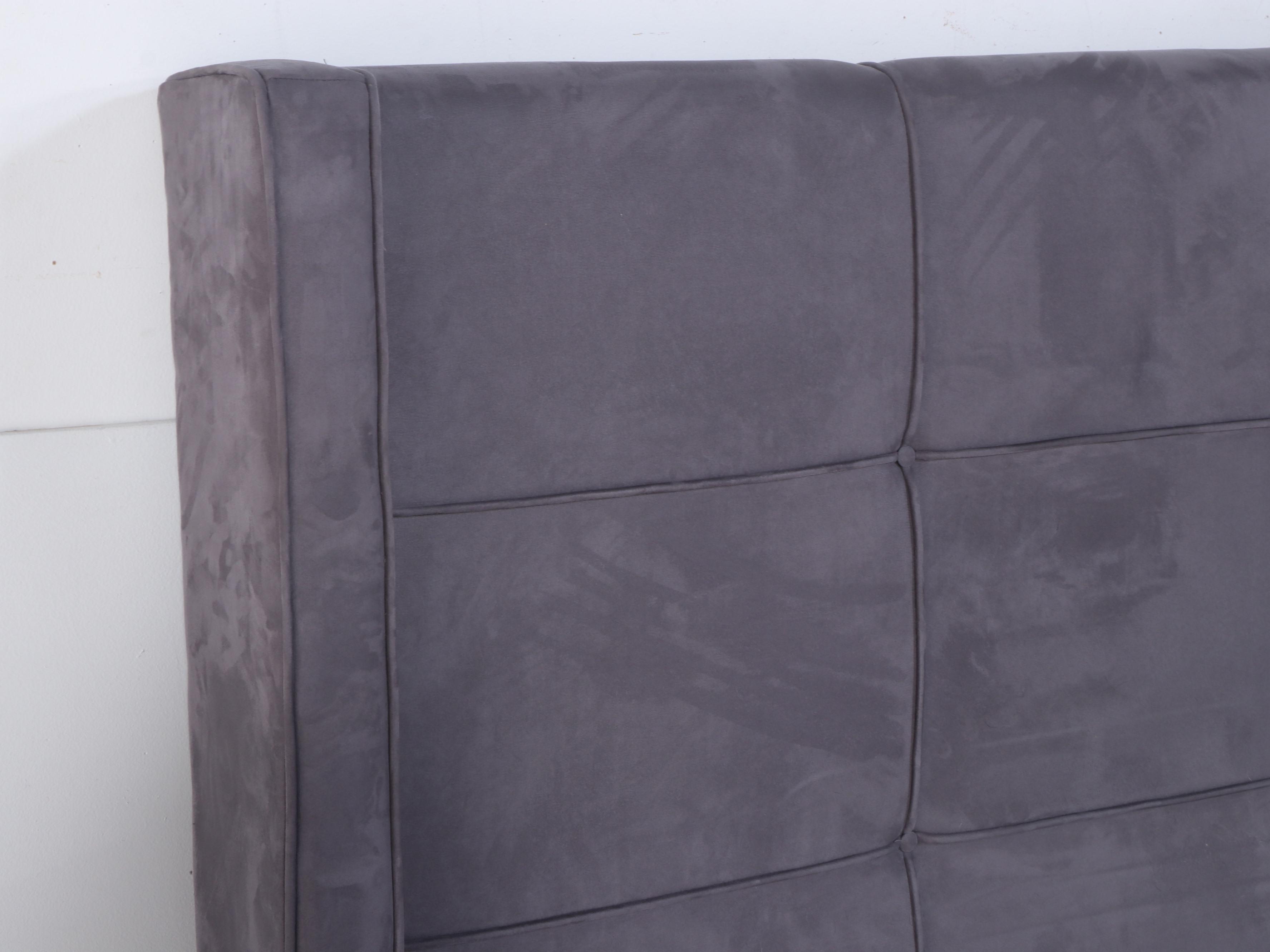 Faux Suede-Upholstered King Size Bed Frame