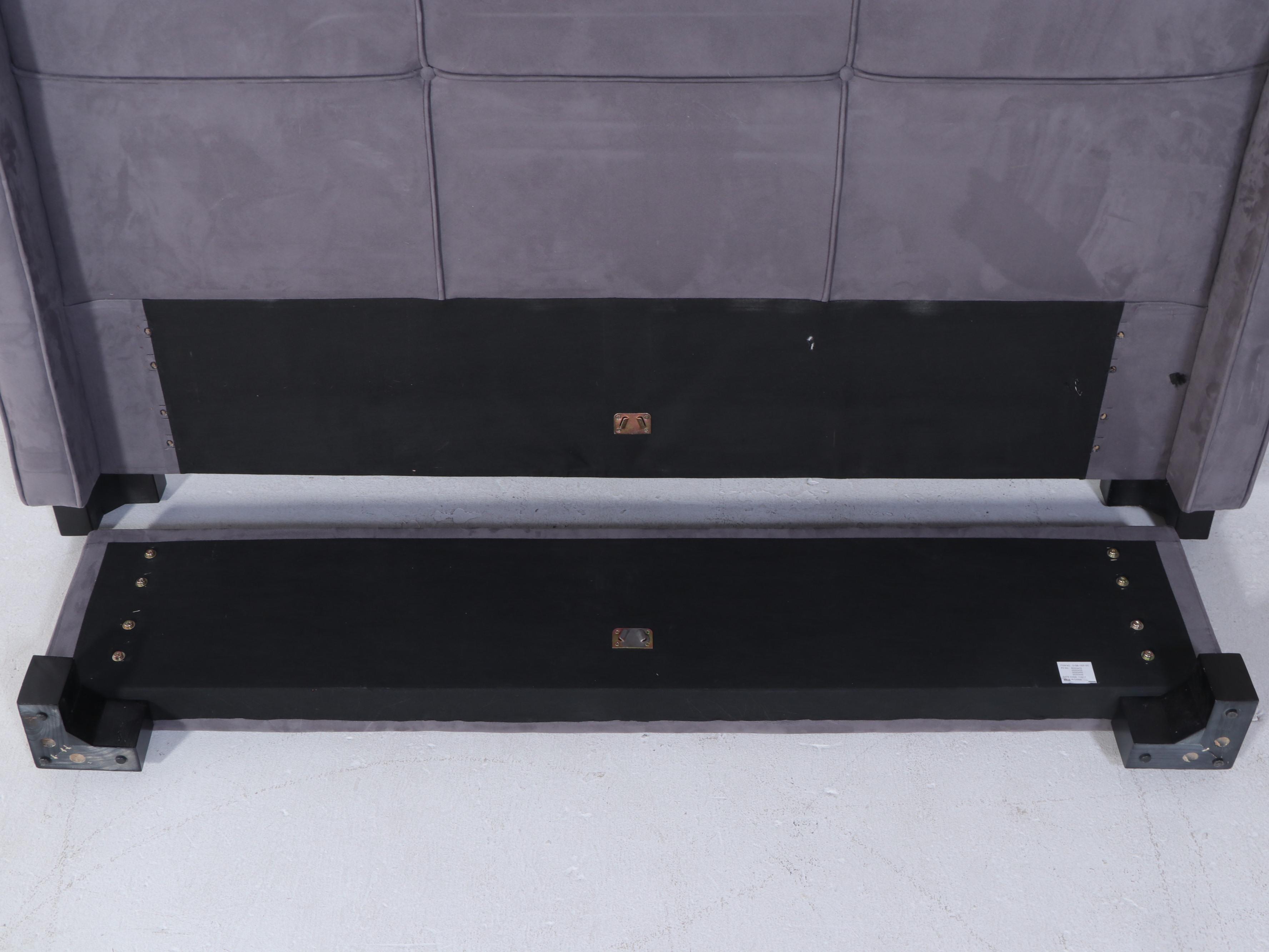 Faux Suede-Upholstered King Size Bed Frame