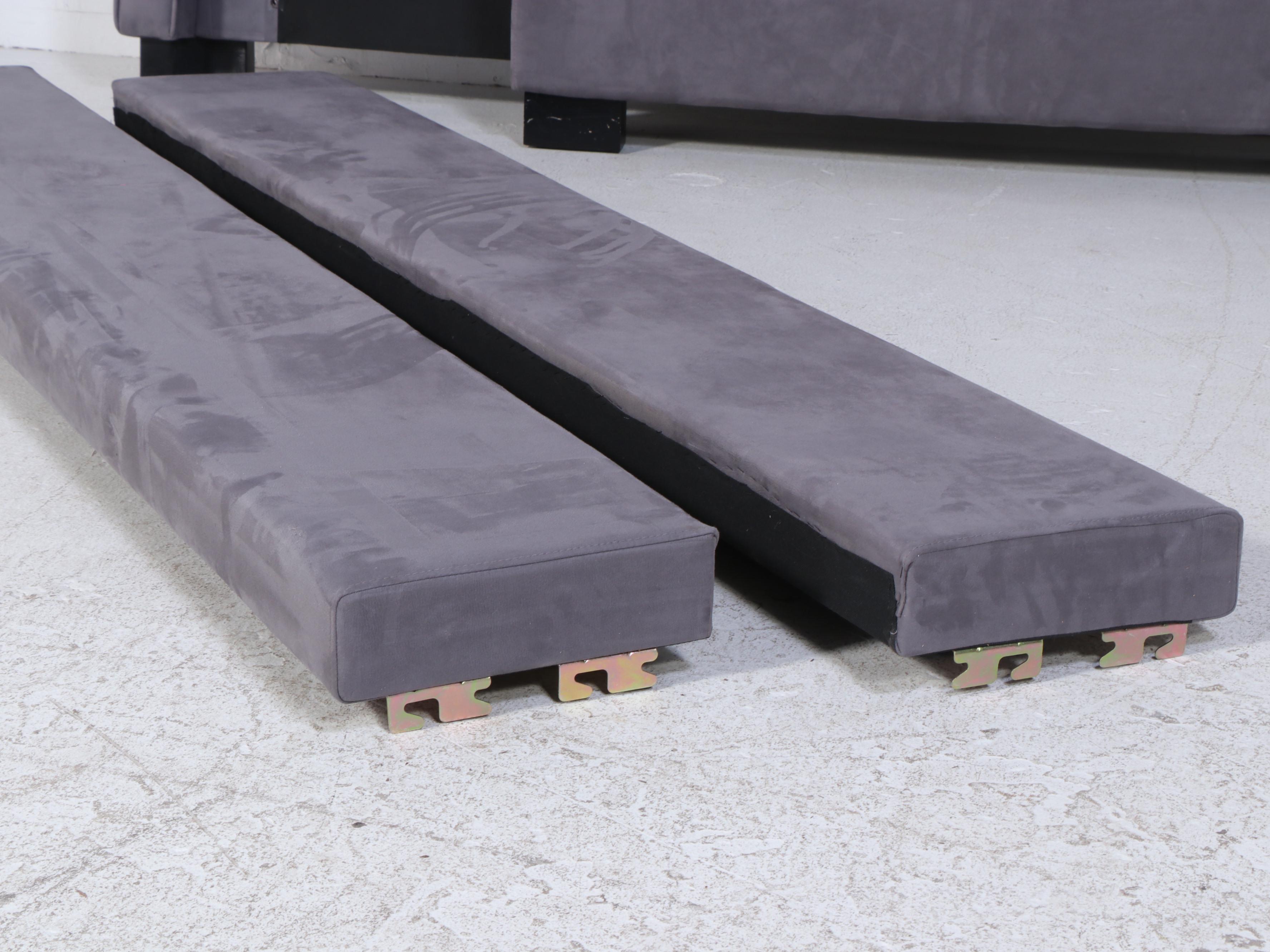 Faux Suede-Upholstered King Size Bed Frame