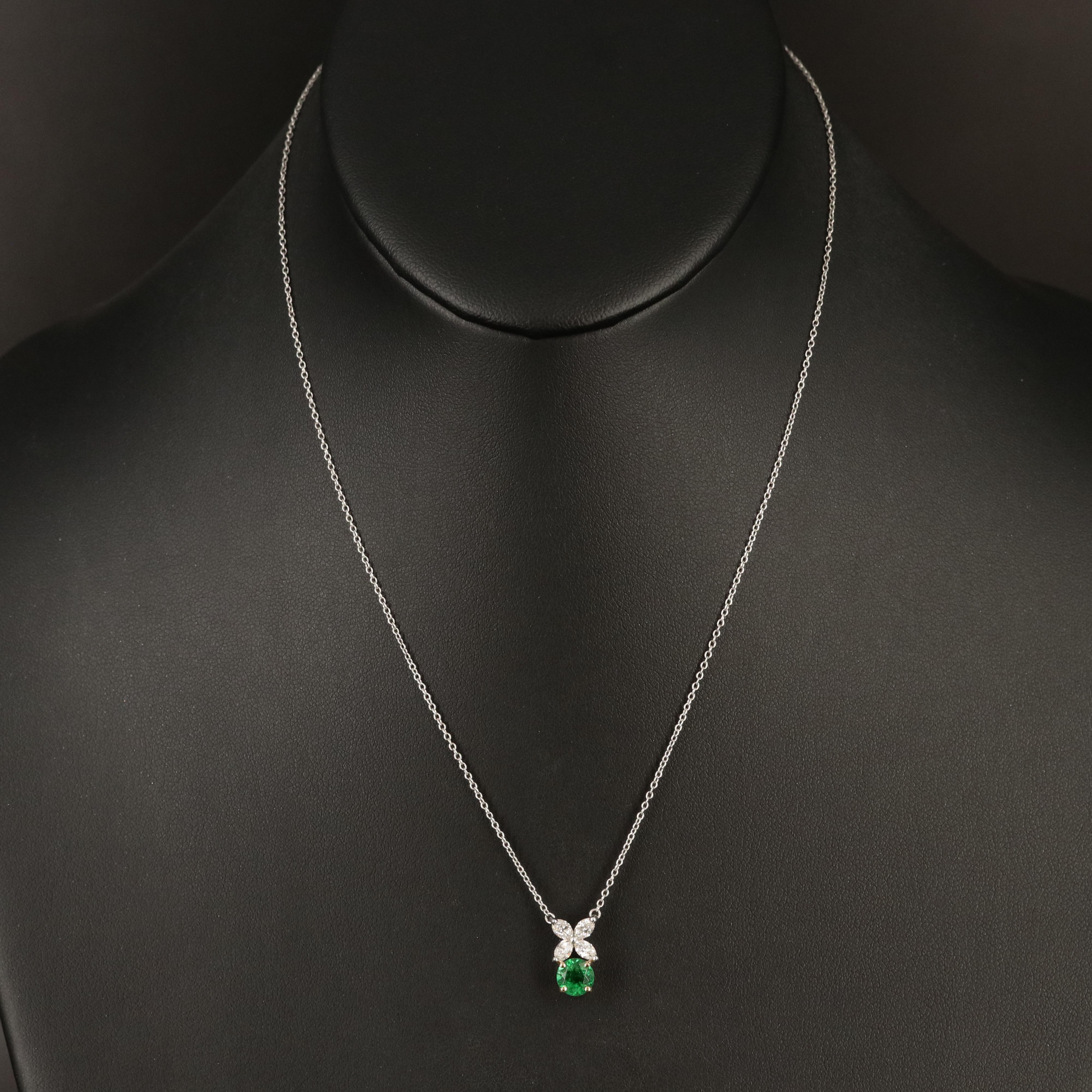 Tiffany & Co. "Victoria" Platinum Emerald and Diamond Necklace with 18K Accent