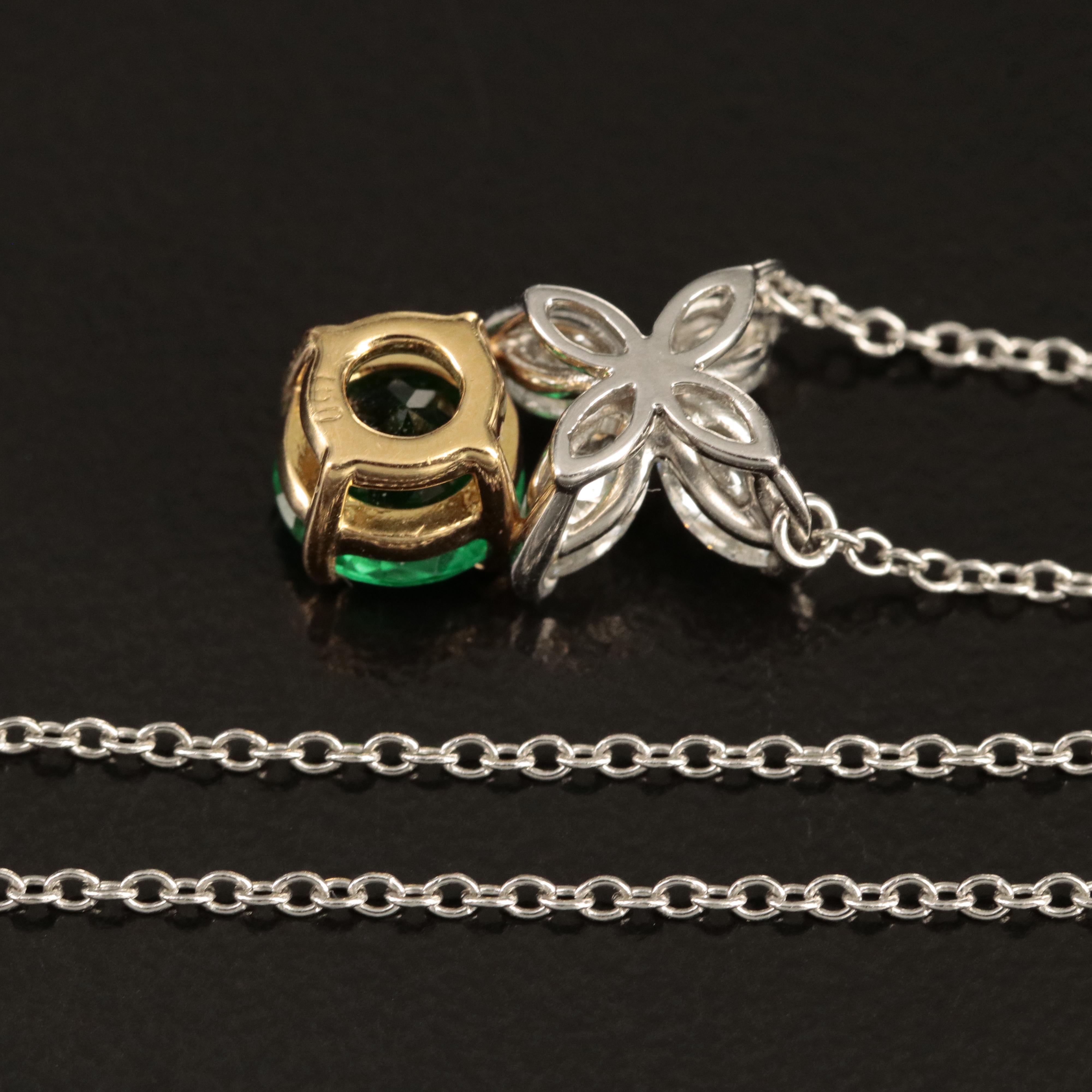 Tiffany & Co. "Victoria" Platinum Emerald and Diamond Necklace with 18K Accent