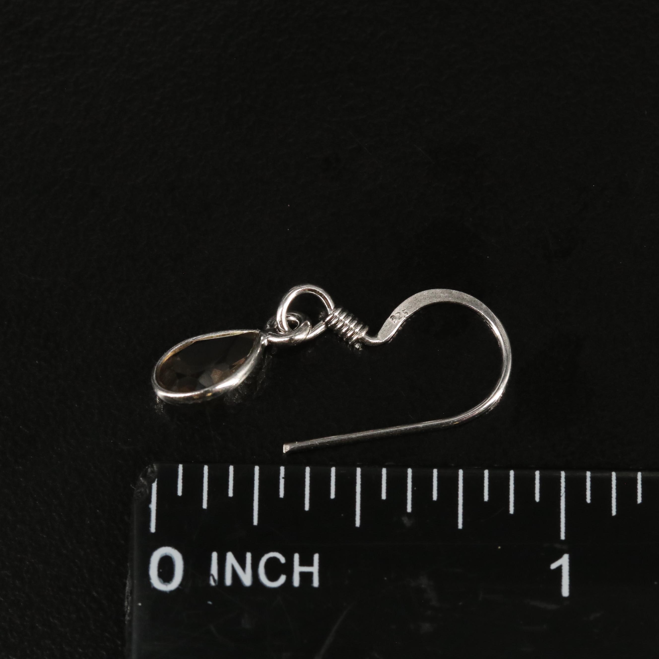 Sterling Smoky Quartz Drop Earrings