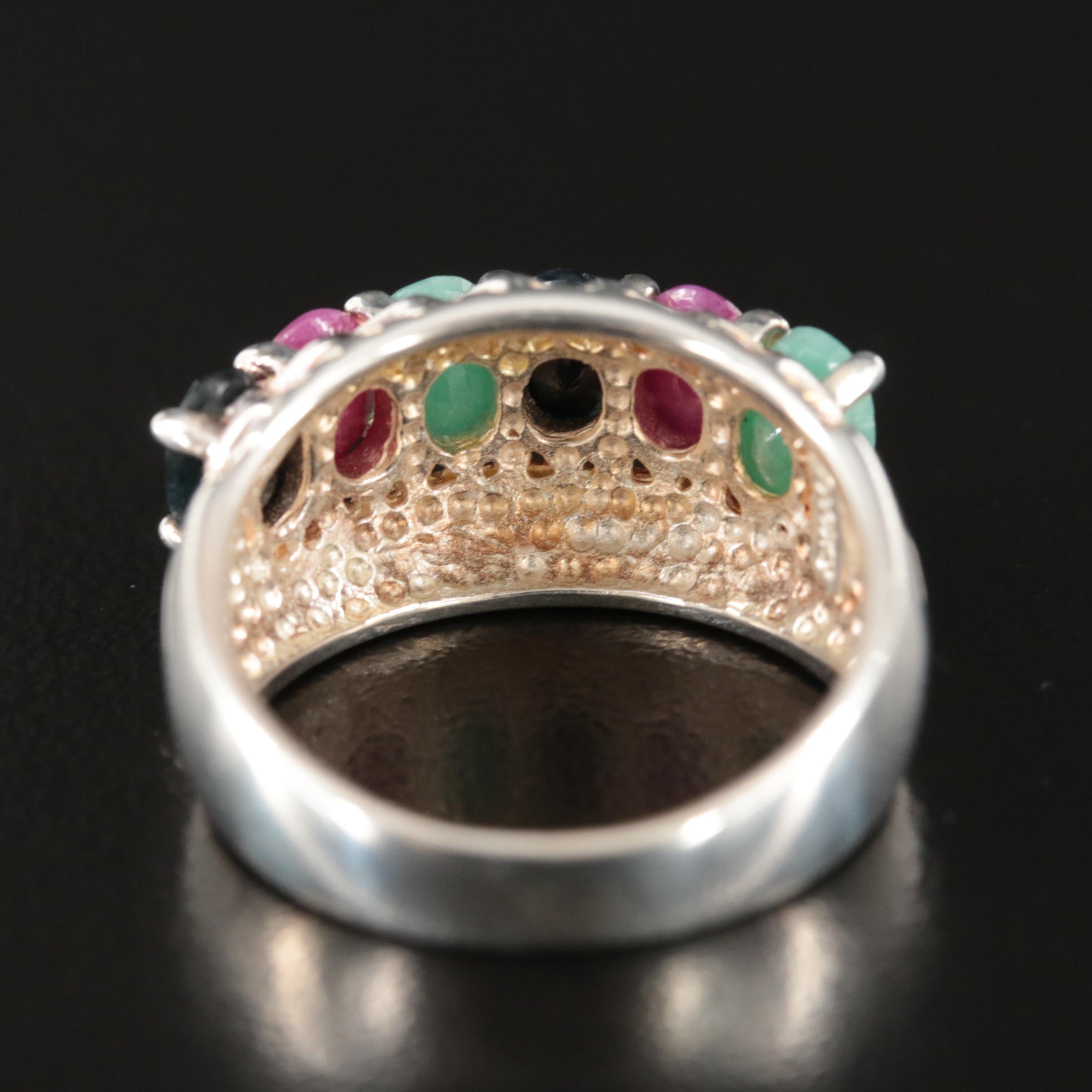 Sterling Corundum and Beryl Ring