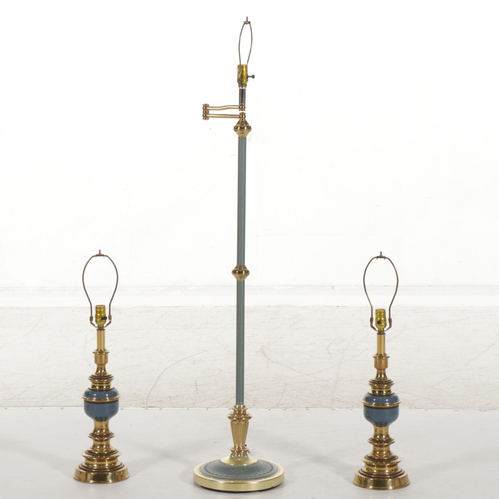 Alsy Swing Arm Floor Lamp with Pair of Table Lamps