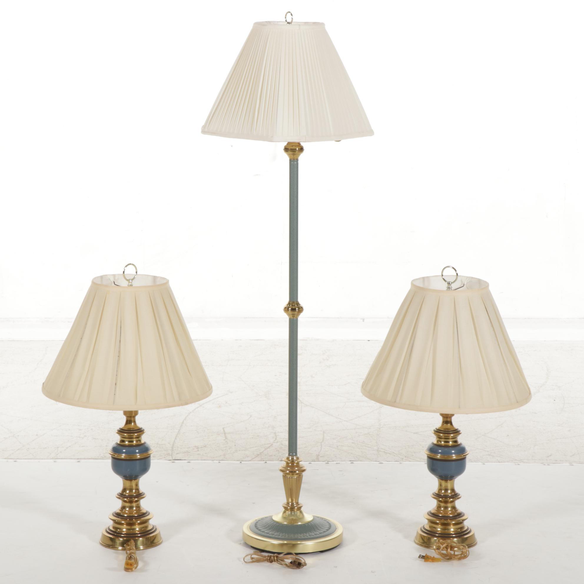 Alsy Swing Arm Floor Lamp with Pair of Table Lamps