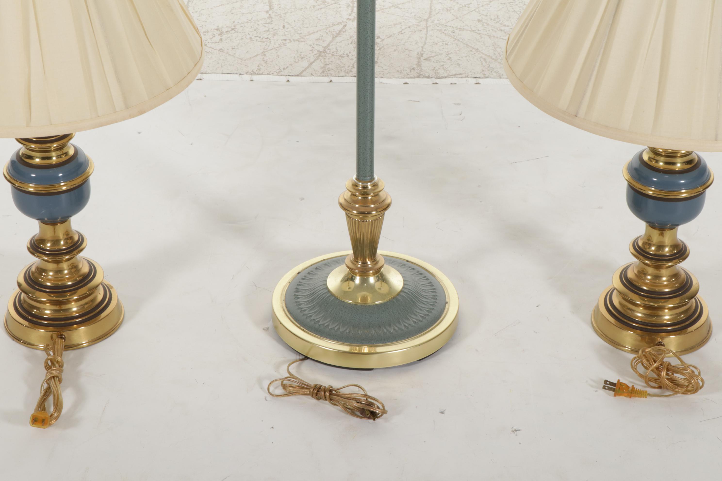 Alsy Swing Arm Floor Lamp with Pair of Table Lamps