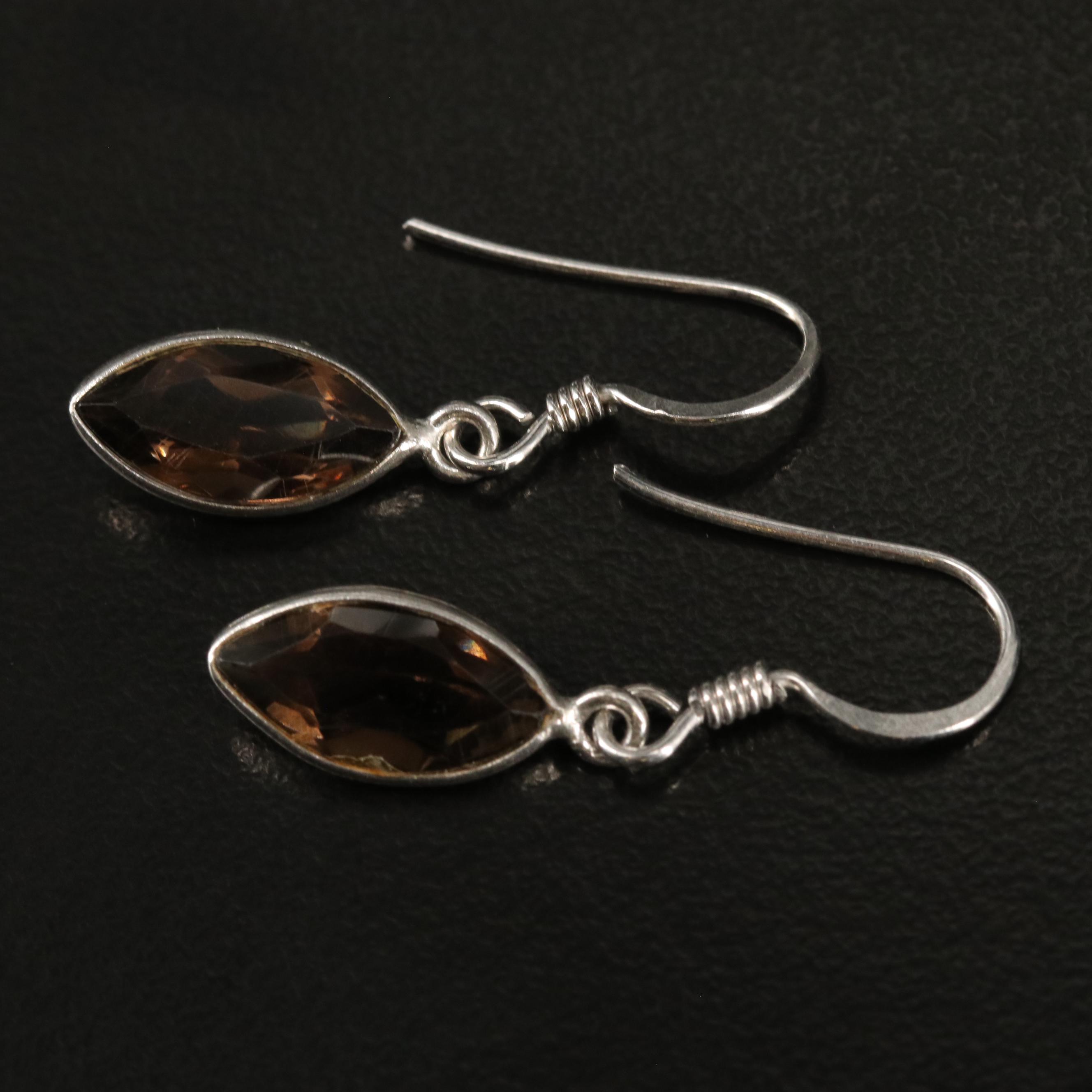 Sterling Smoky Quartz Drop Earrings