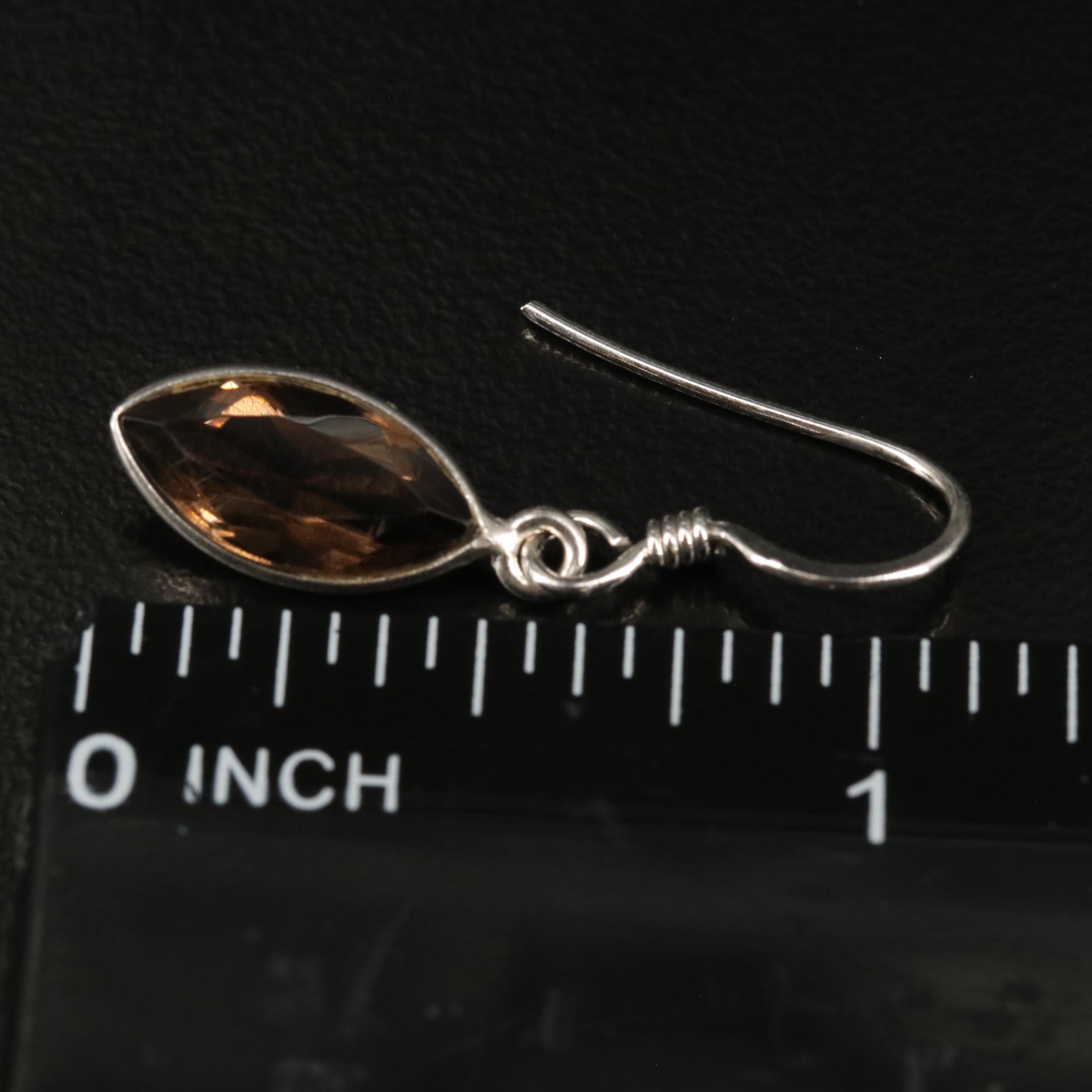 Sterling Smoky Quartz Drop Earrings