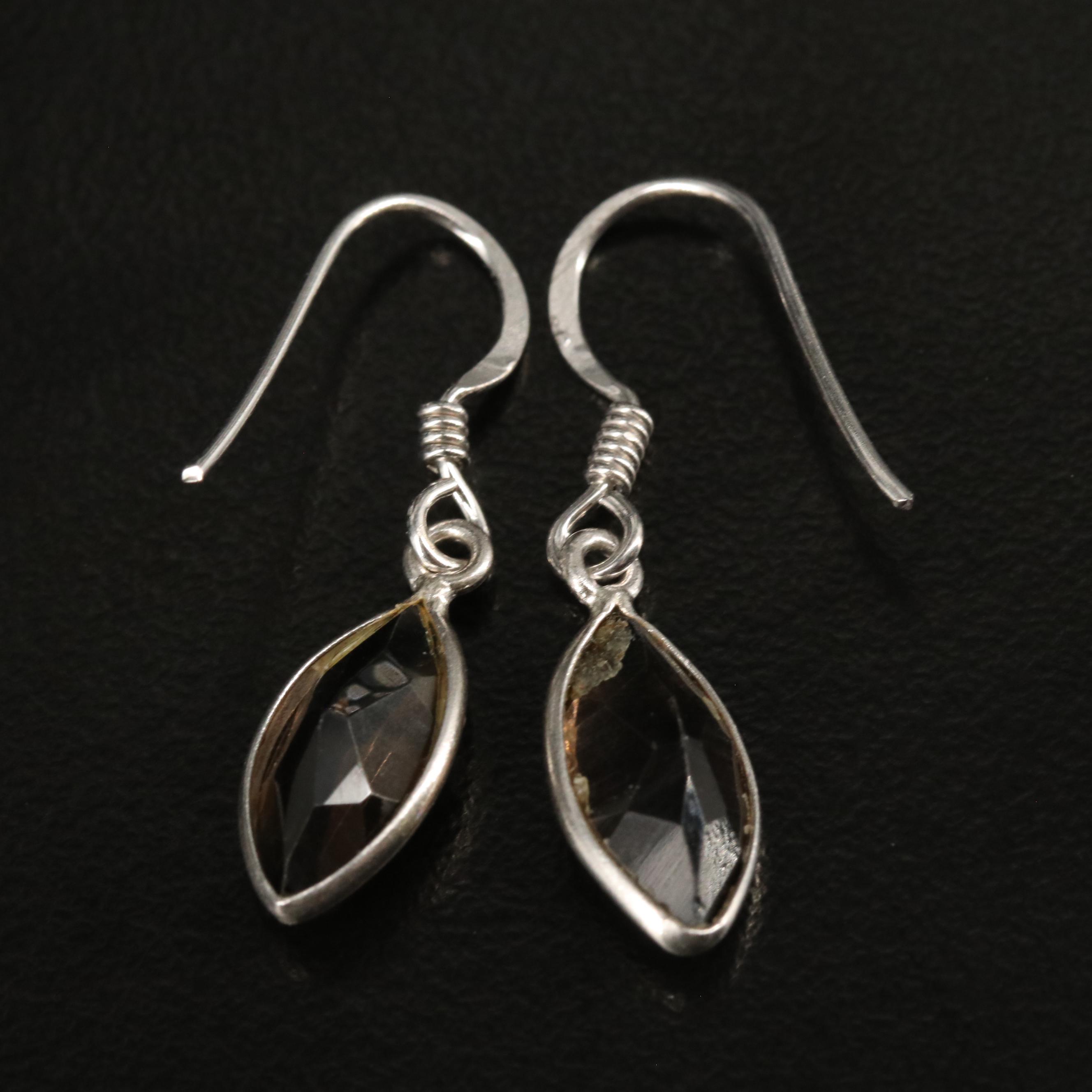 Sterling Smoky Quartz Drop Earrings