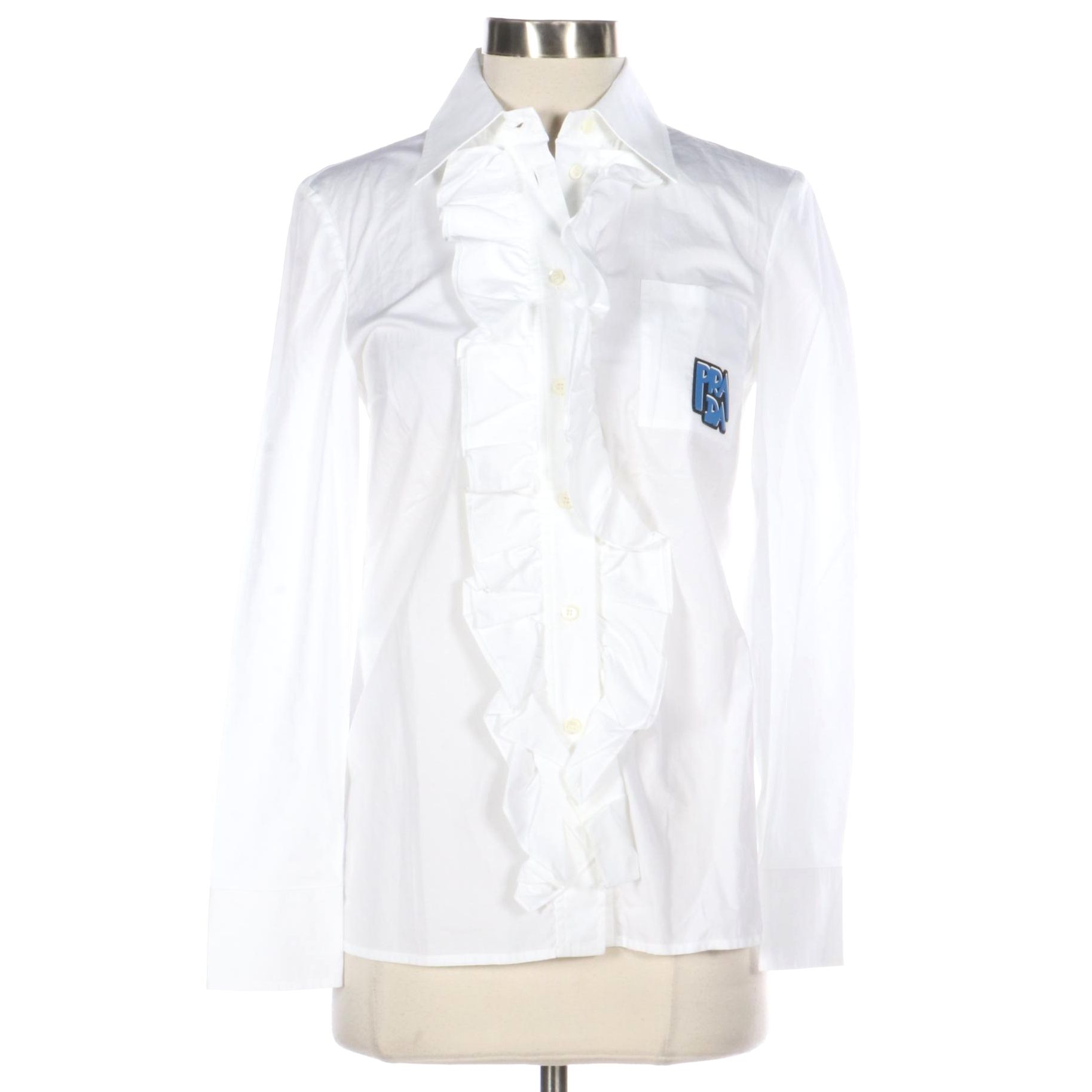 Prada Button-Up Ruffle Shirt
