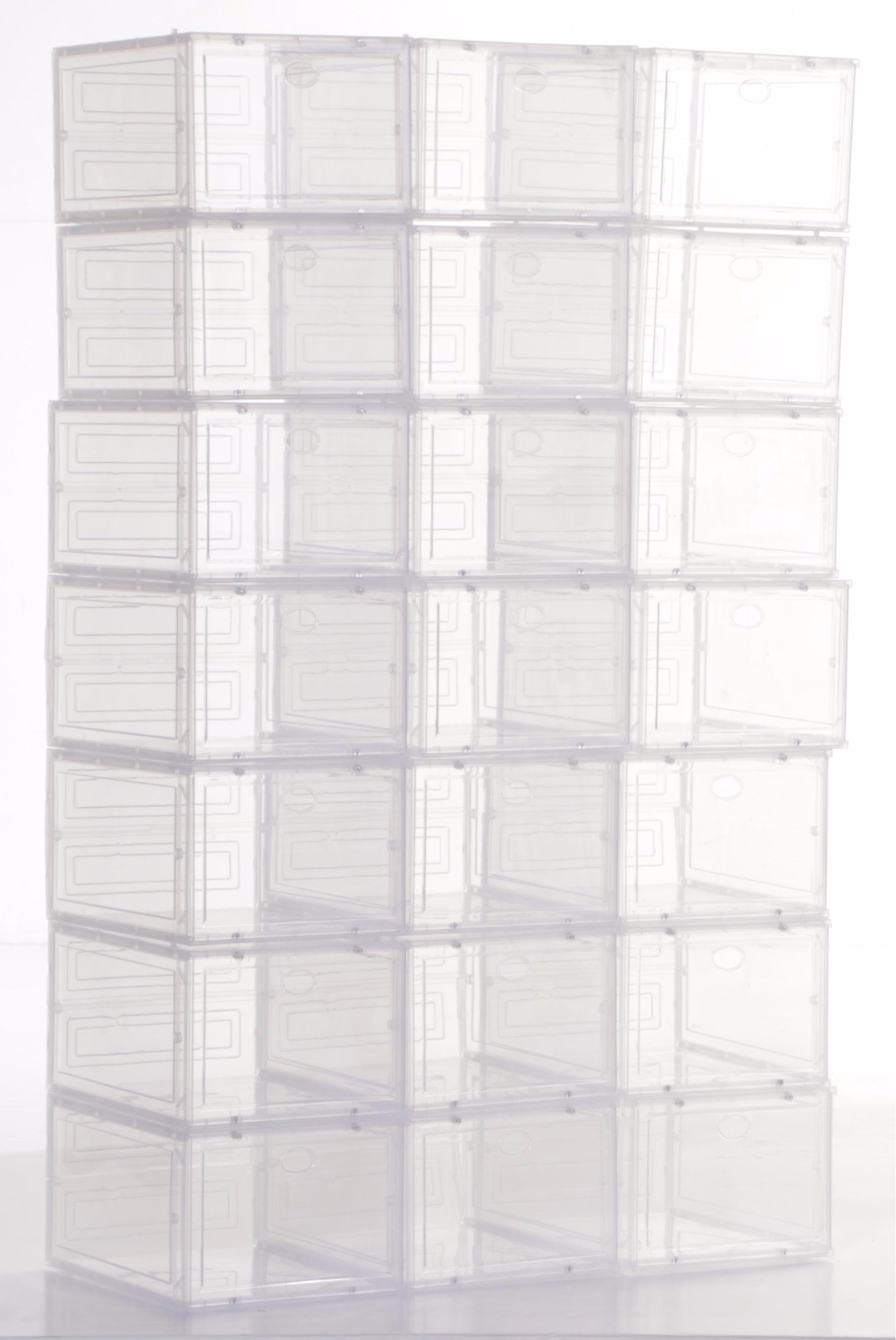 Divided Laundry Hamper on Casters With Stack of Clear Plastic Organizer Bins