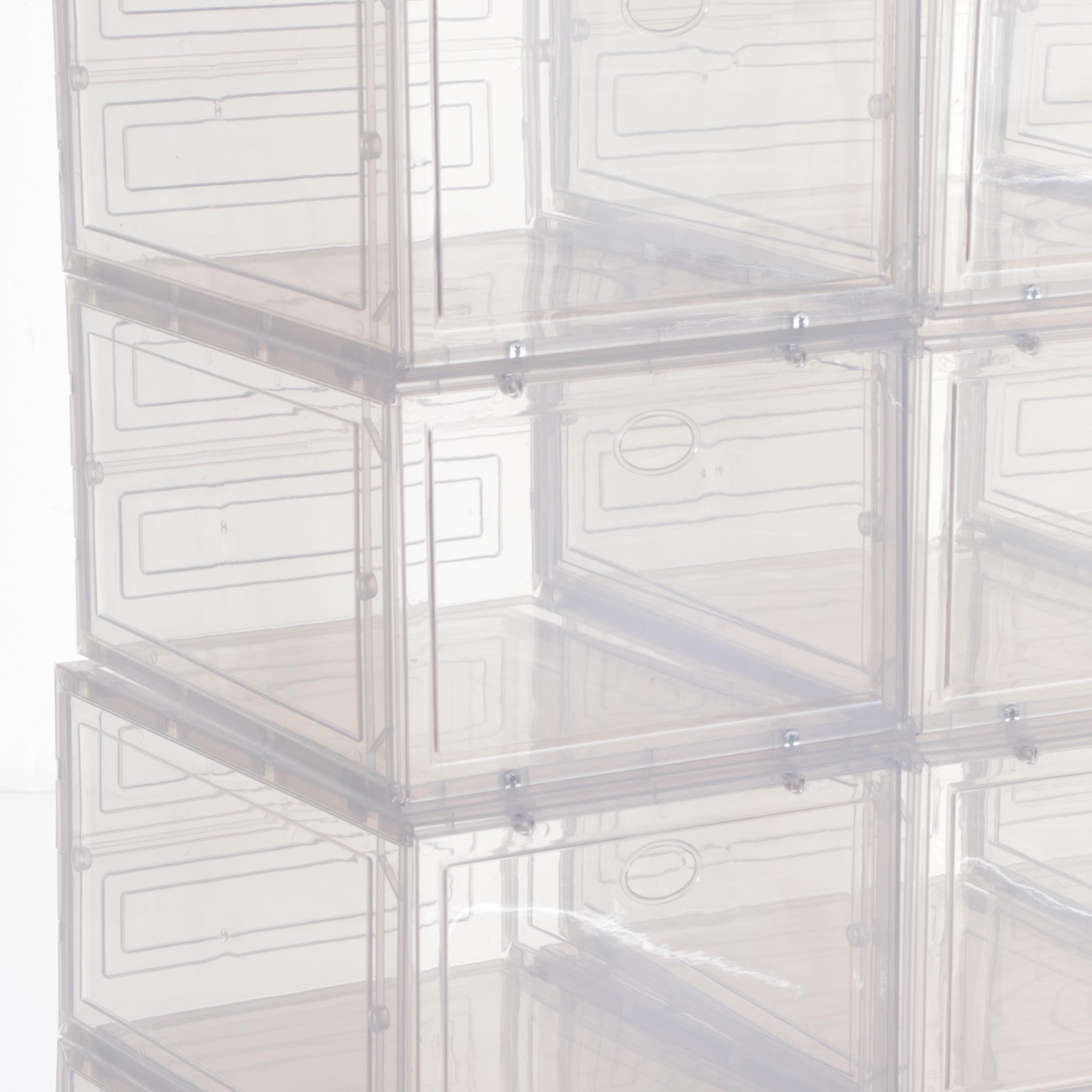 Divided Laundry Hamper on Casters With Stack of Clear Plastic Organizer Bins