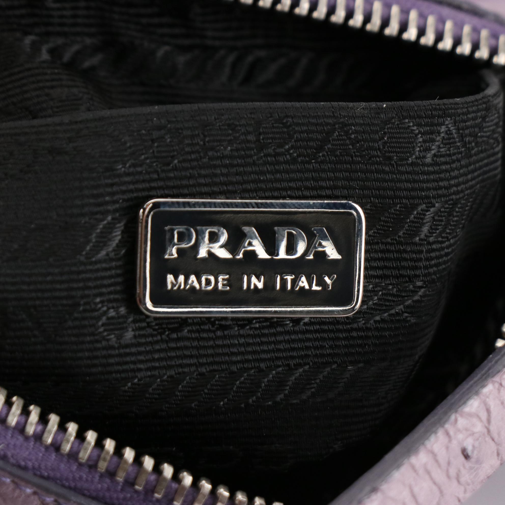 Prada Mini Handbag in Lilac Ostrich Leather with Box