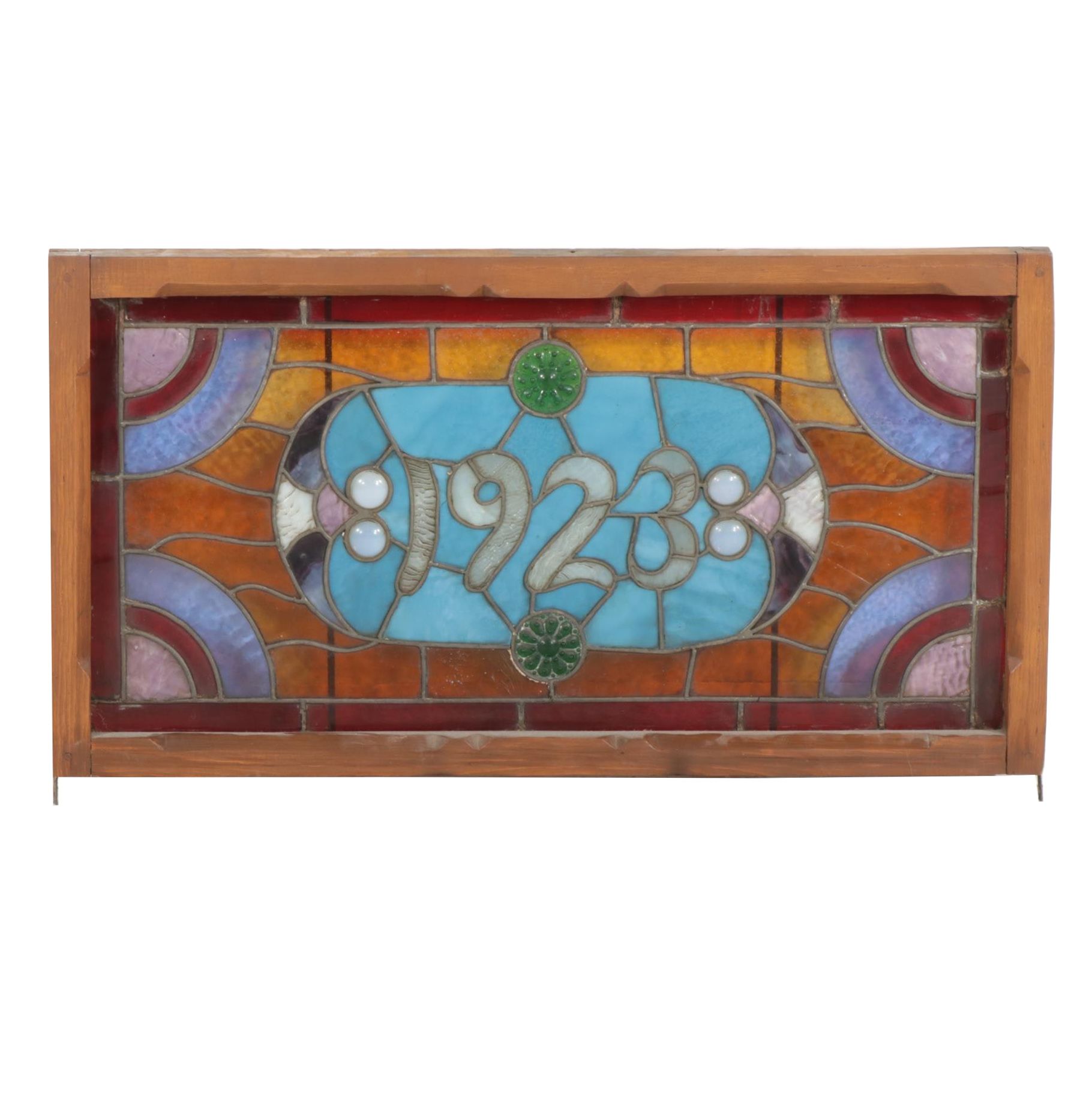 Art Nouveau Style Stained Glass Transom Window Panel