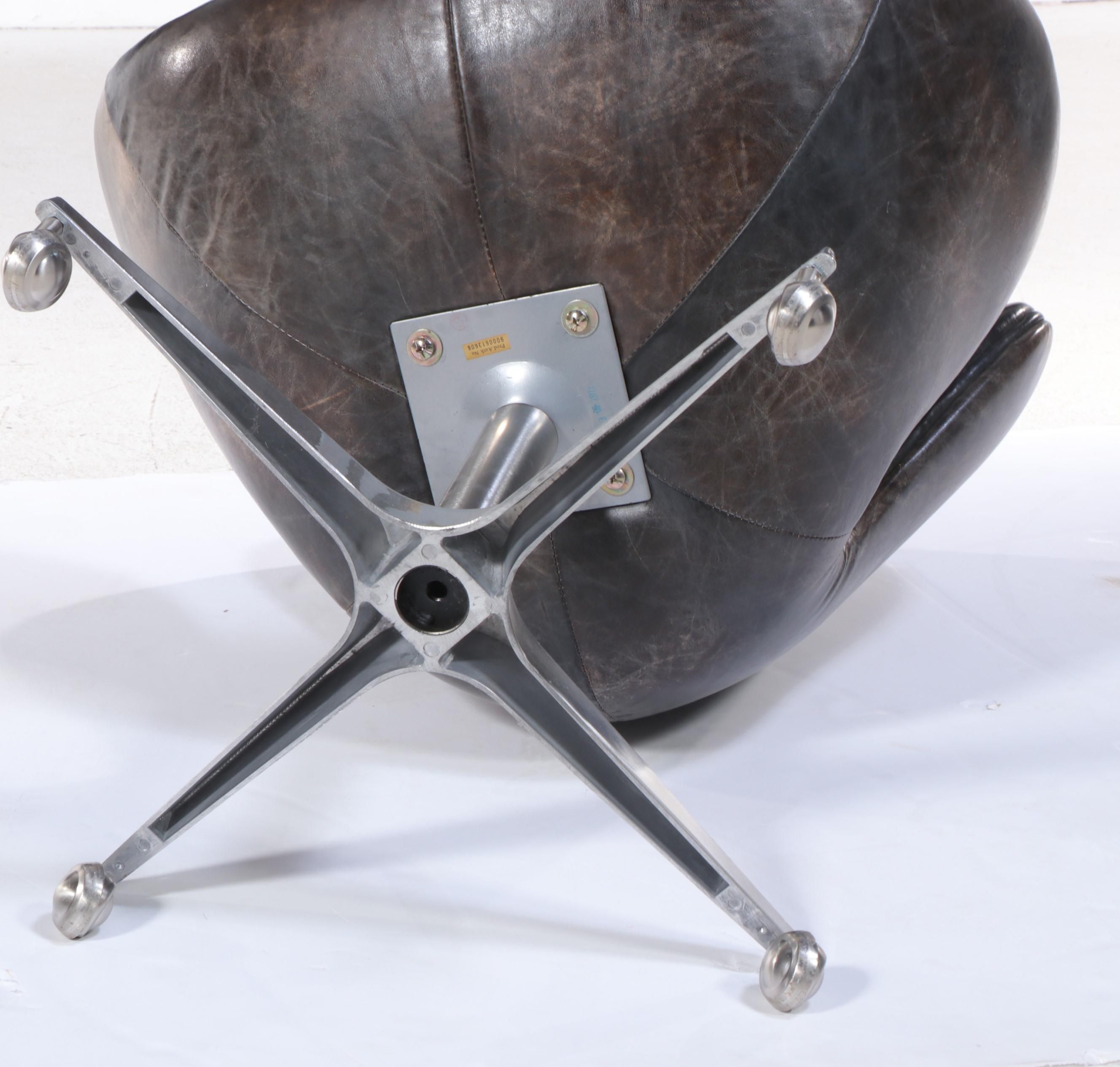 Restoration Hardware "Devon" Leather and Chromed Metal Modern Lounge Chair