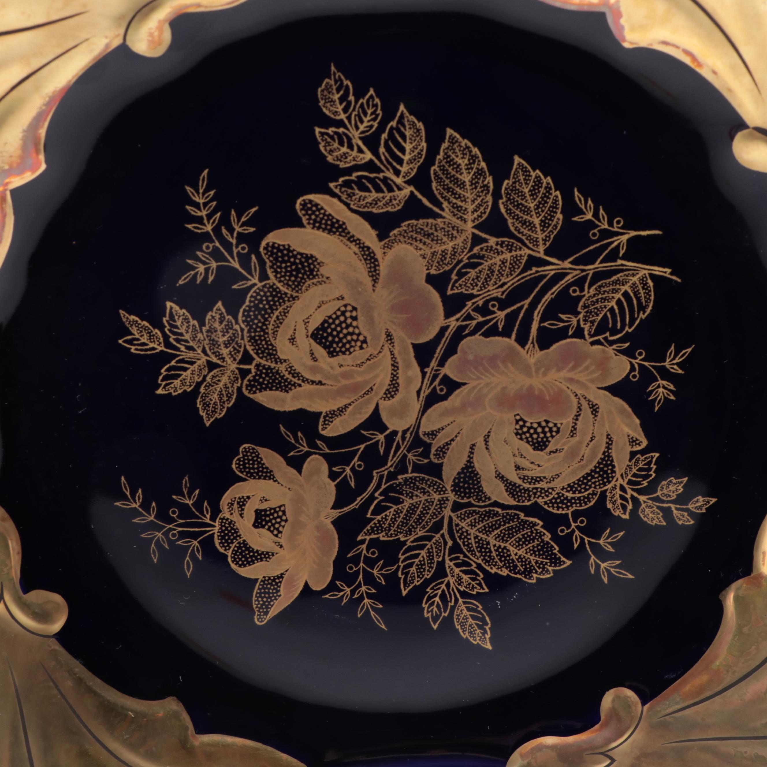 Weimar and Jlmenau Cobalt and Gilt Porcelain Bowls