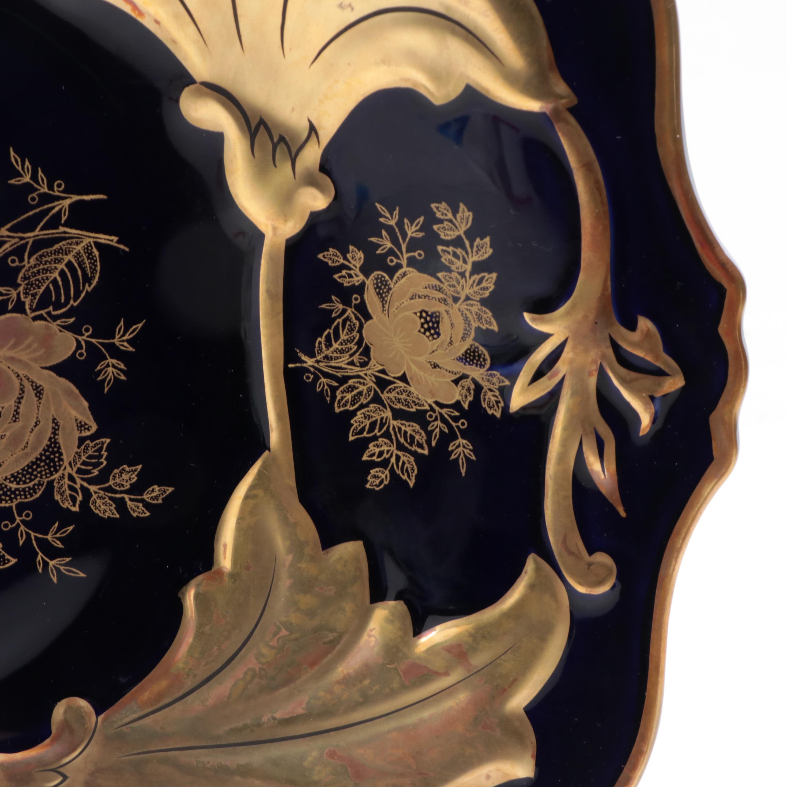 Weimar and Jlmenau Cobalt and Gilt Porcelain Bowls