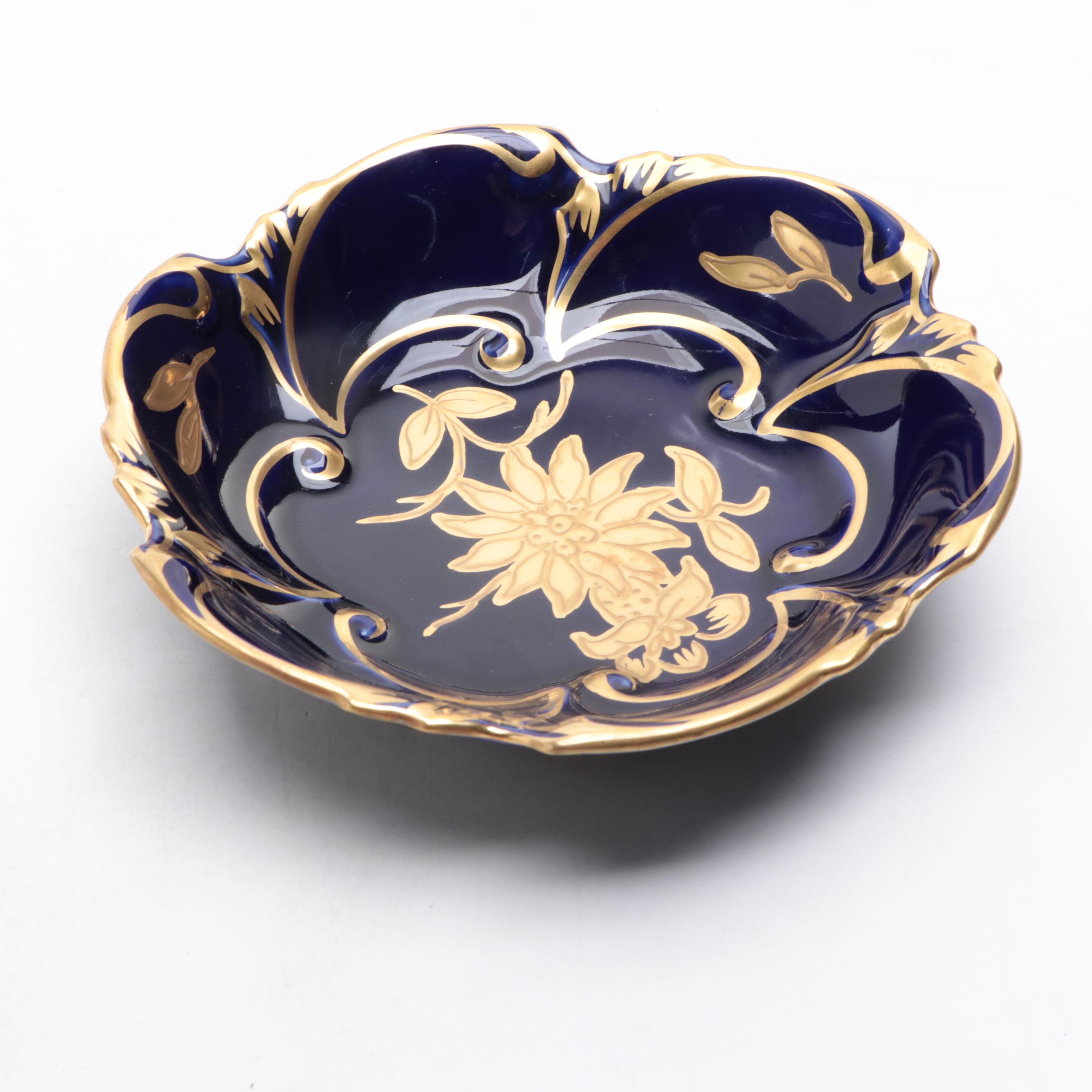 Weimar and Jlmenau Cobalt and Gilt Porcelain Bowls