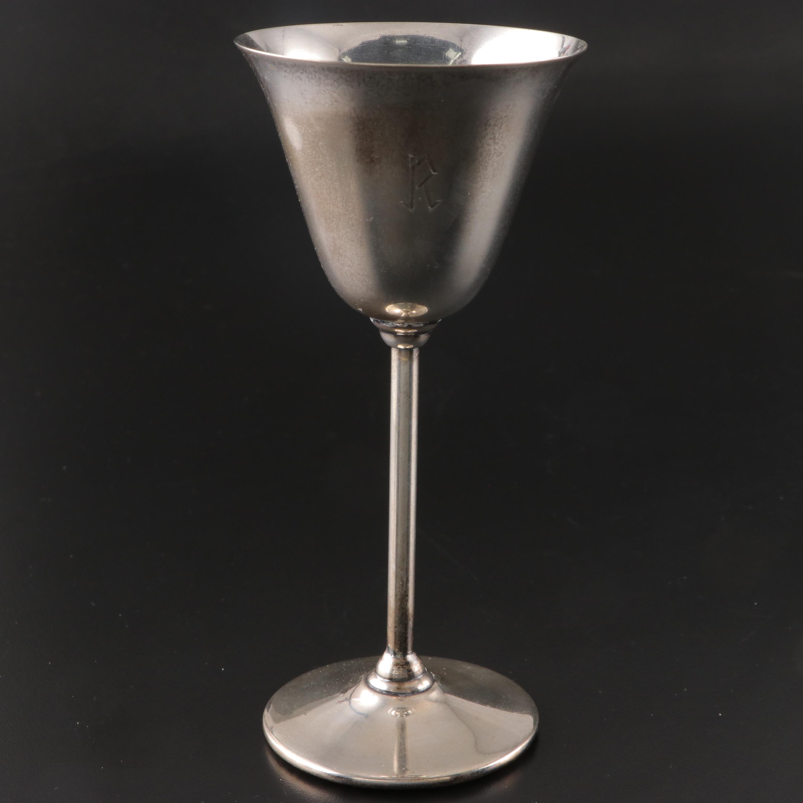 Sheffield Silver Company Engraved Wine Glasses, Mid to Late 20th Century
