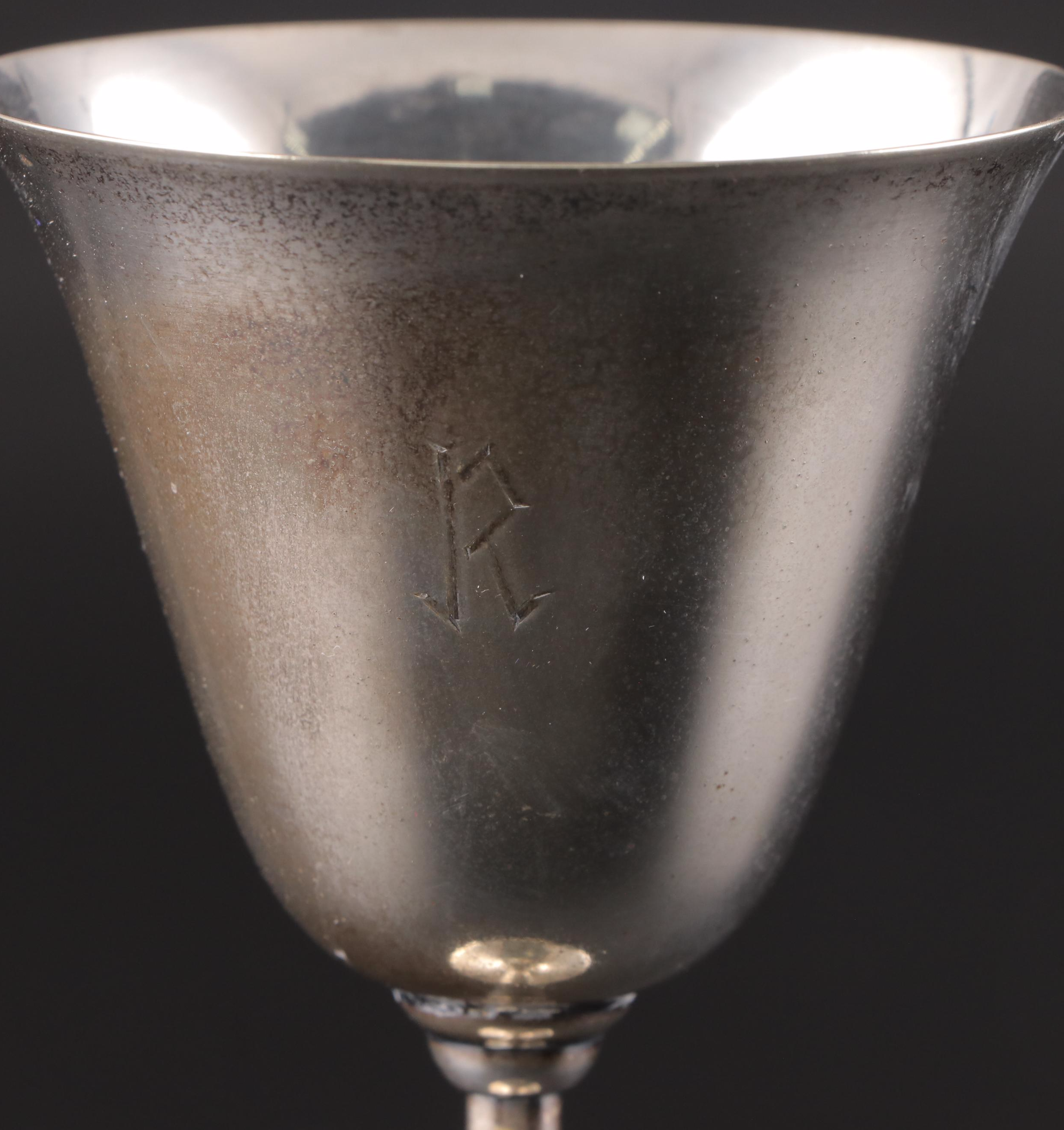 Sheffield Silver Company Engraved Wine Glasses, Mid to Late 20th Century