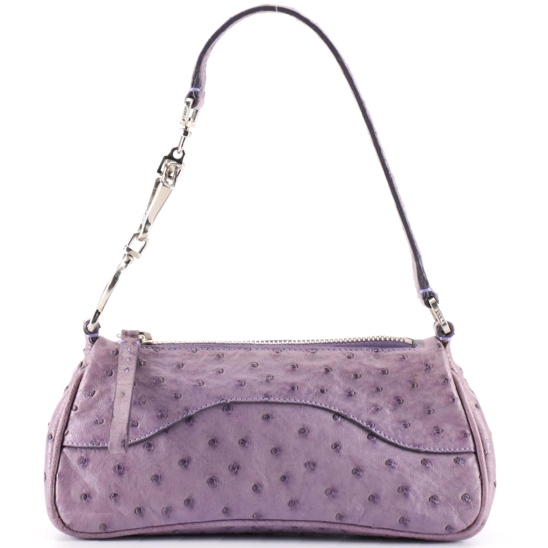 Prada Mini Handbag in Lilac Ostrich Leather with Box
