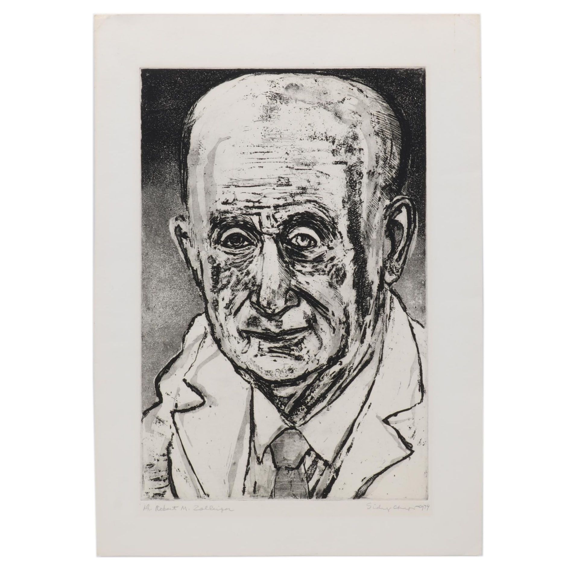 Sidney Chafetz Etching With Aquatint "Dr. Robert M. Zollinger," 1974