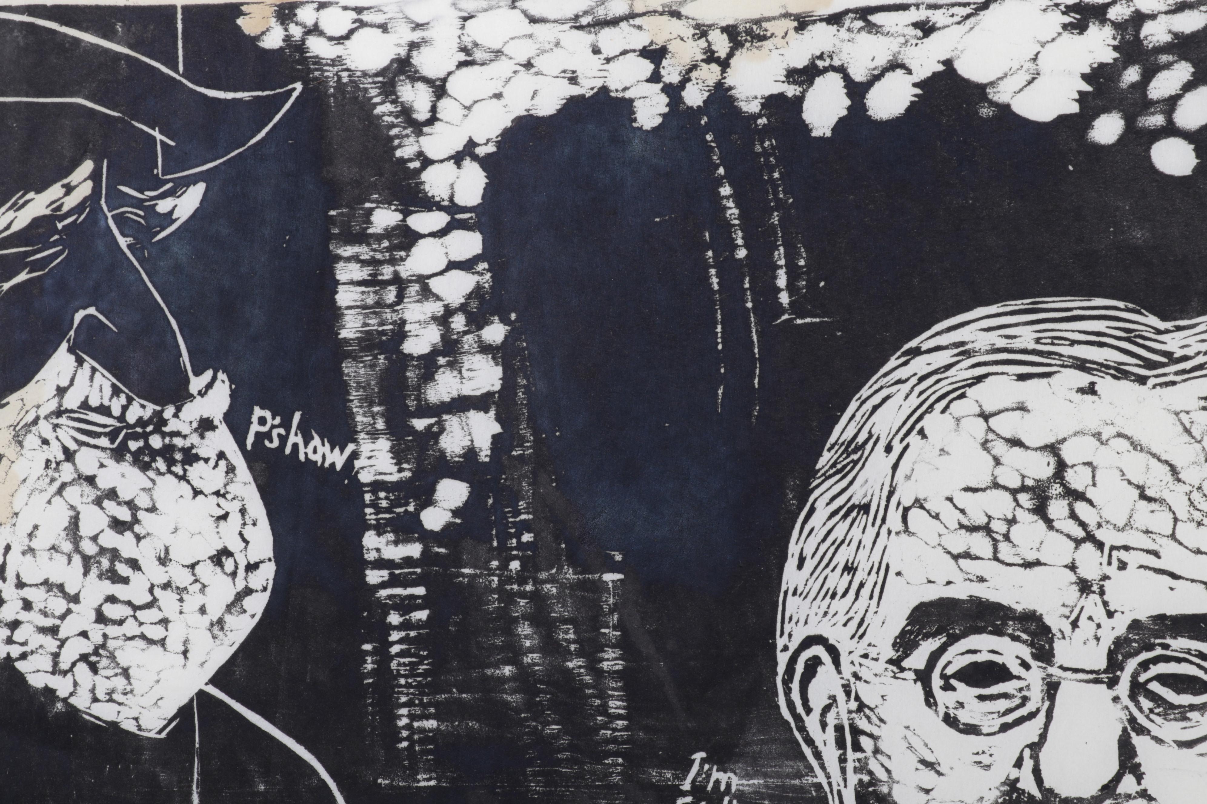 Sidney Chafetz Woodcut "Socialists," 1966