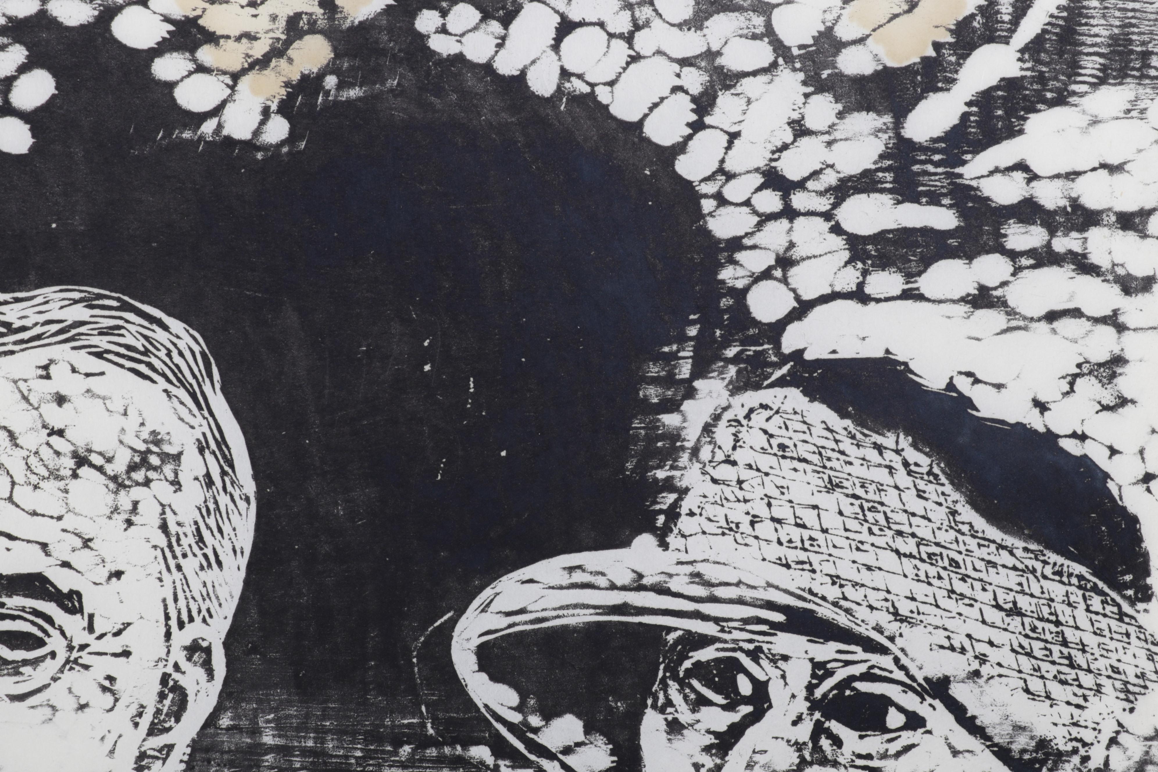 Sidney Chafetz Woodcut "Socialists," 1966