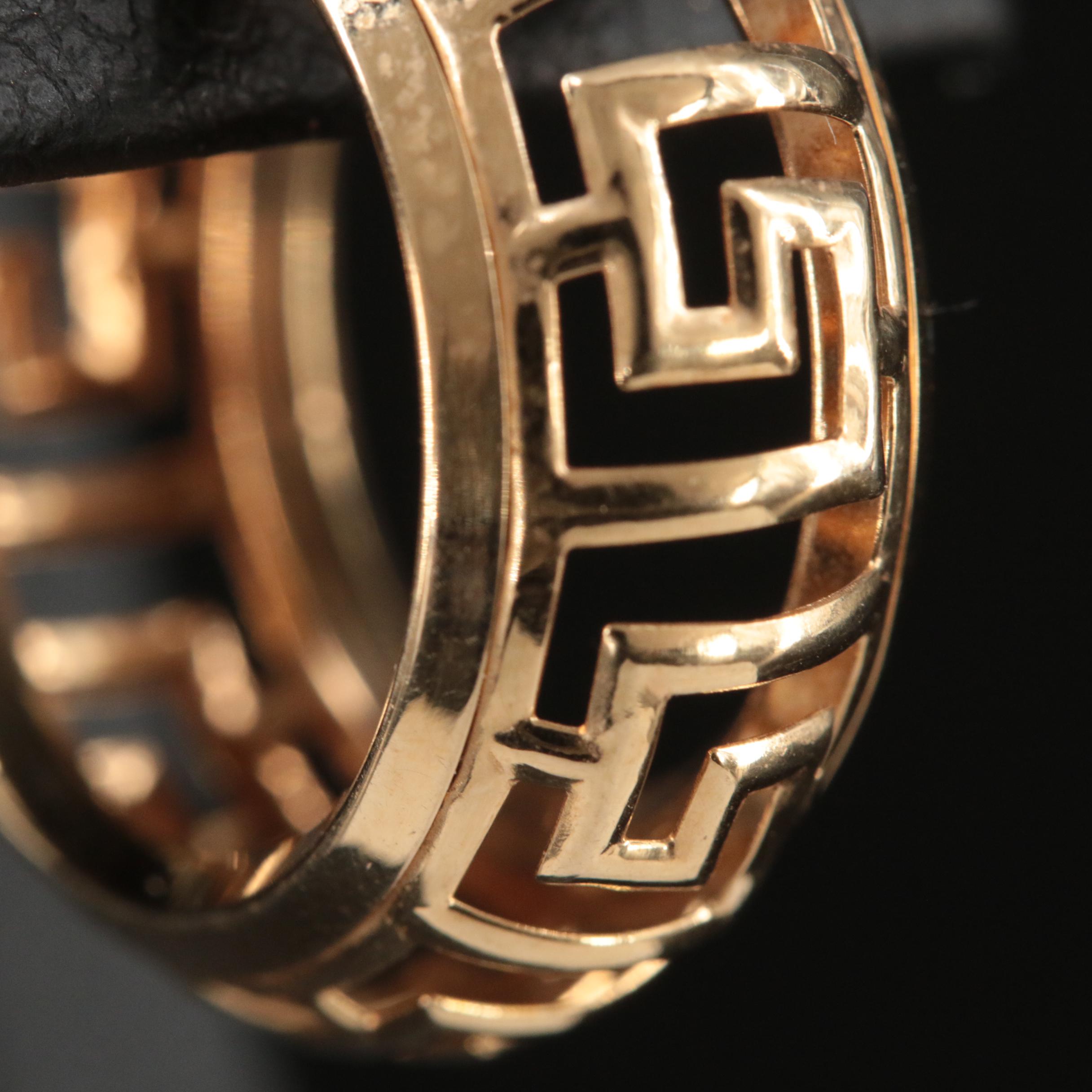 14K Greek Key Hoop Earrings