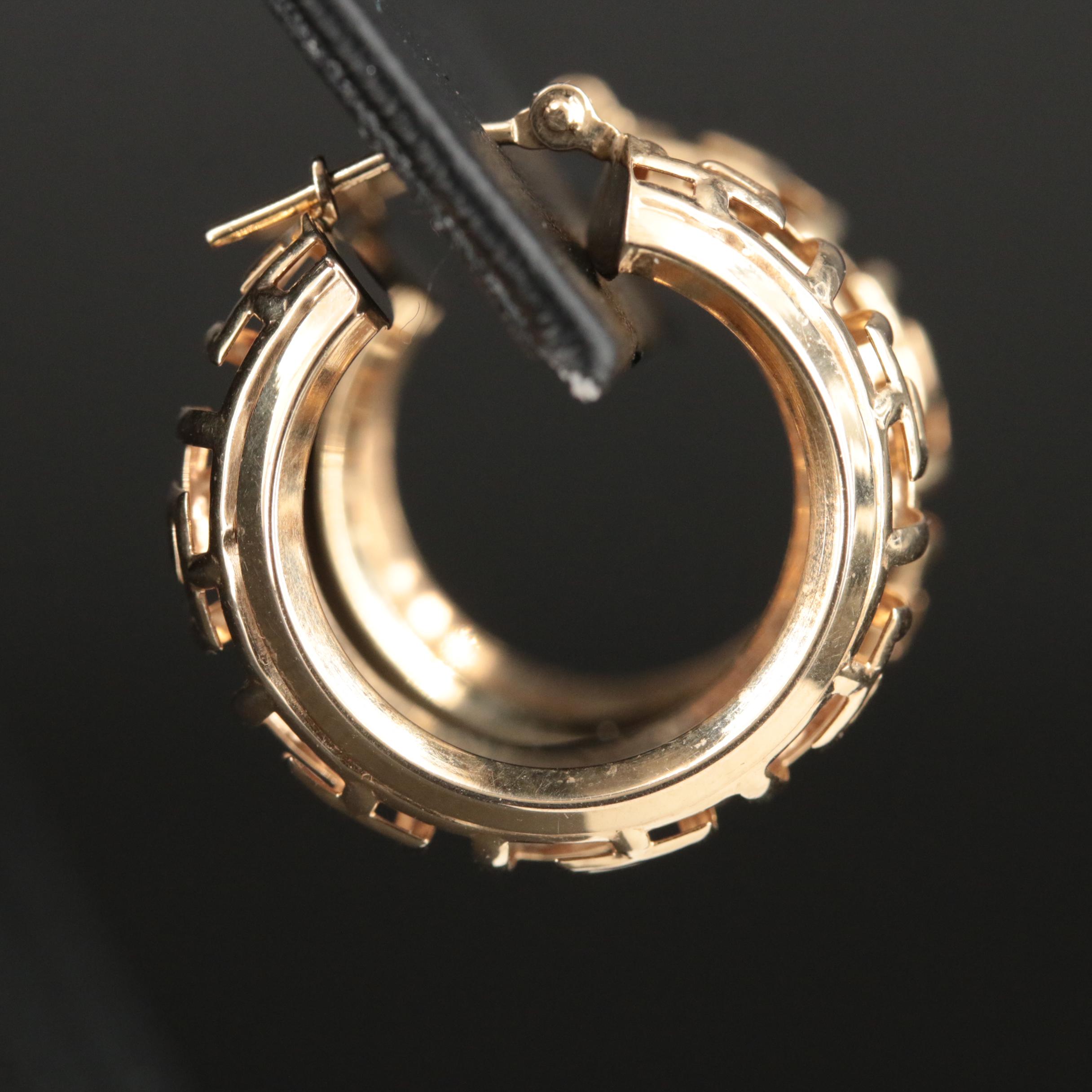 14K Greek Key Hoop Earrings