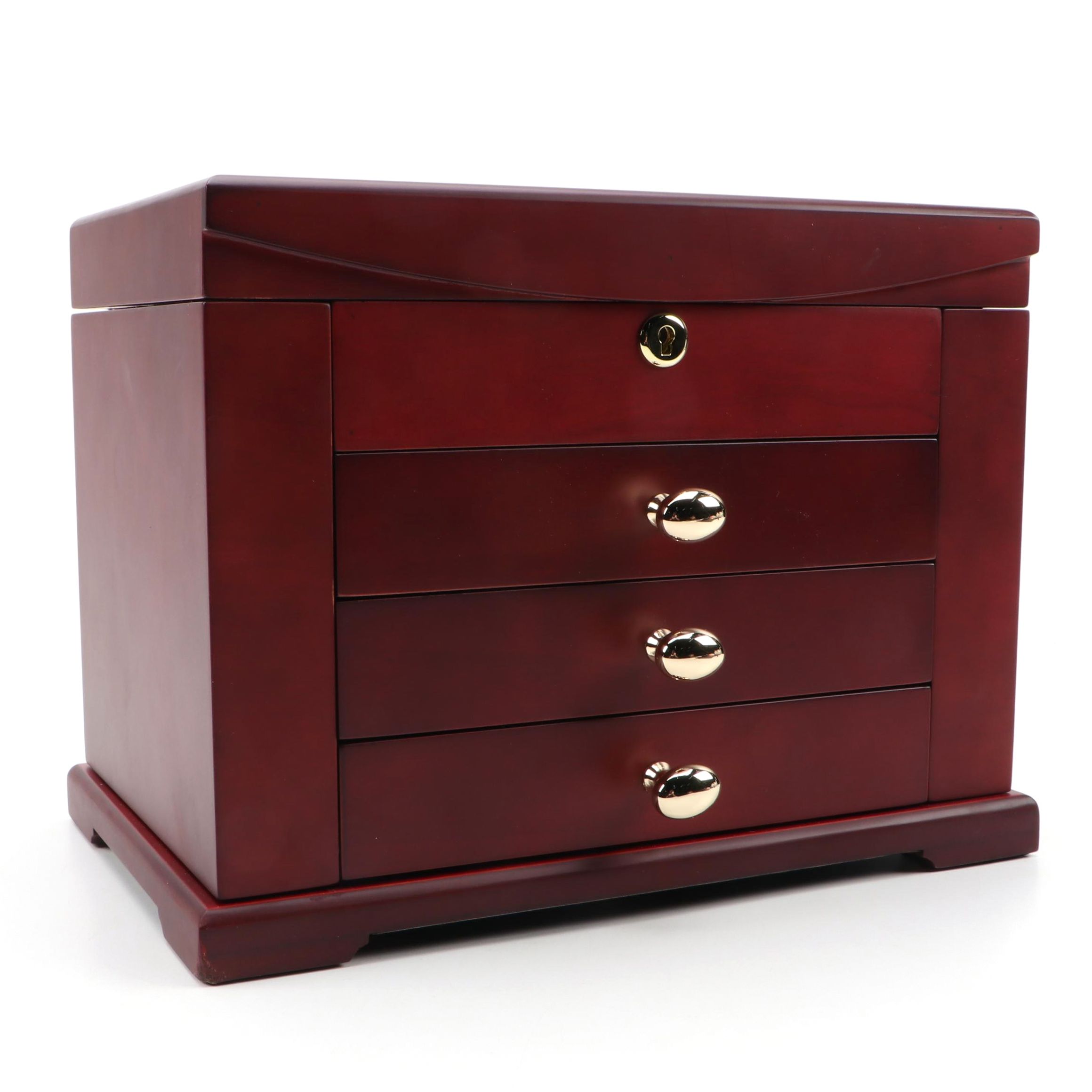Jere Mahogany Finish Three-Drawer Jewelry Box