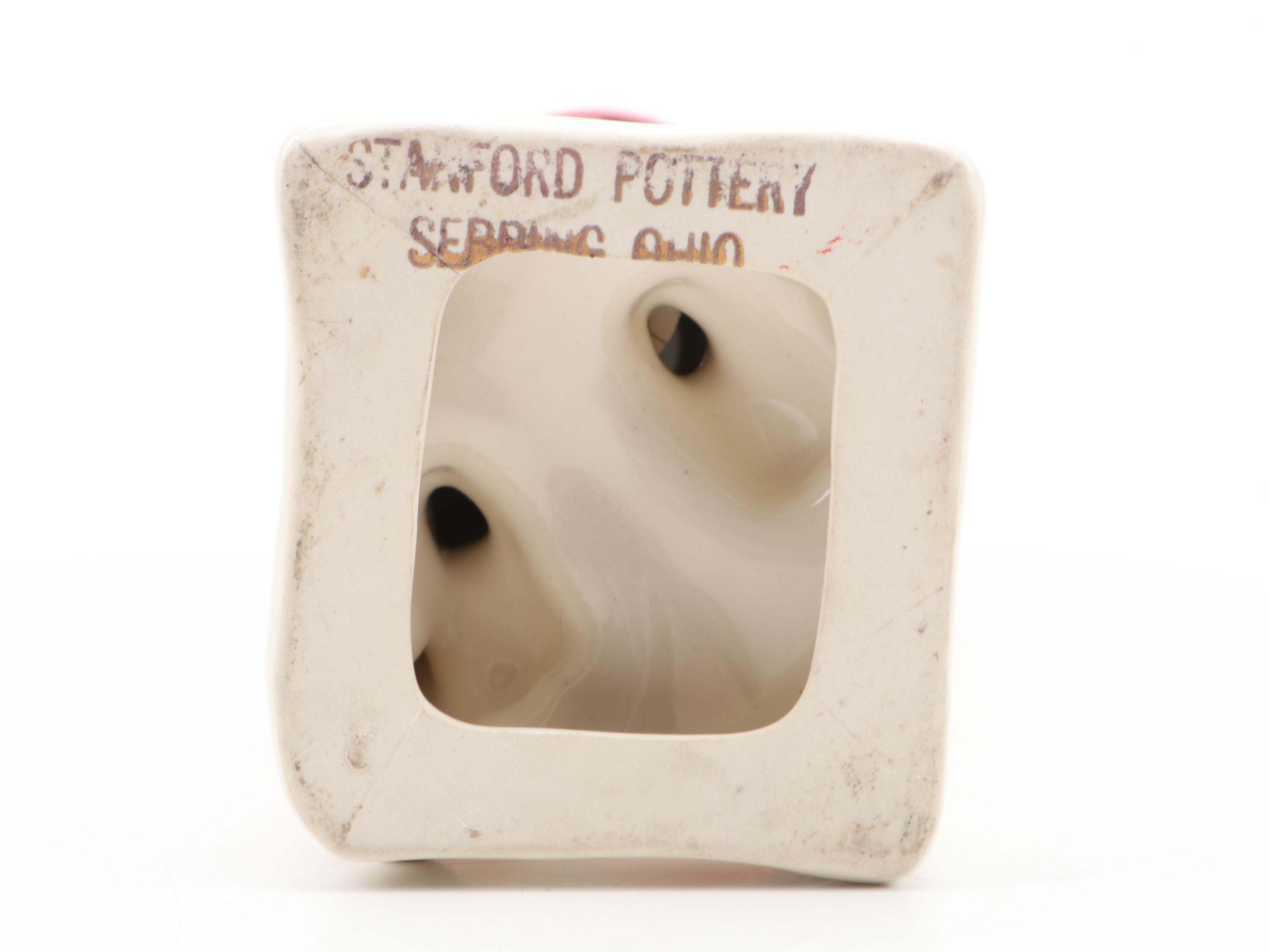 Stanford Pottery Ohio Cleveland Indians Gold Tooth Chief Wahoo Ceramic Coin Bank