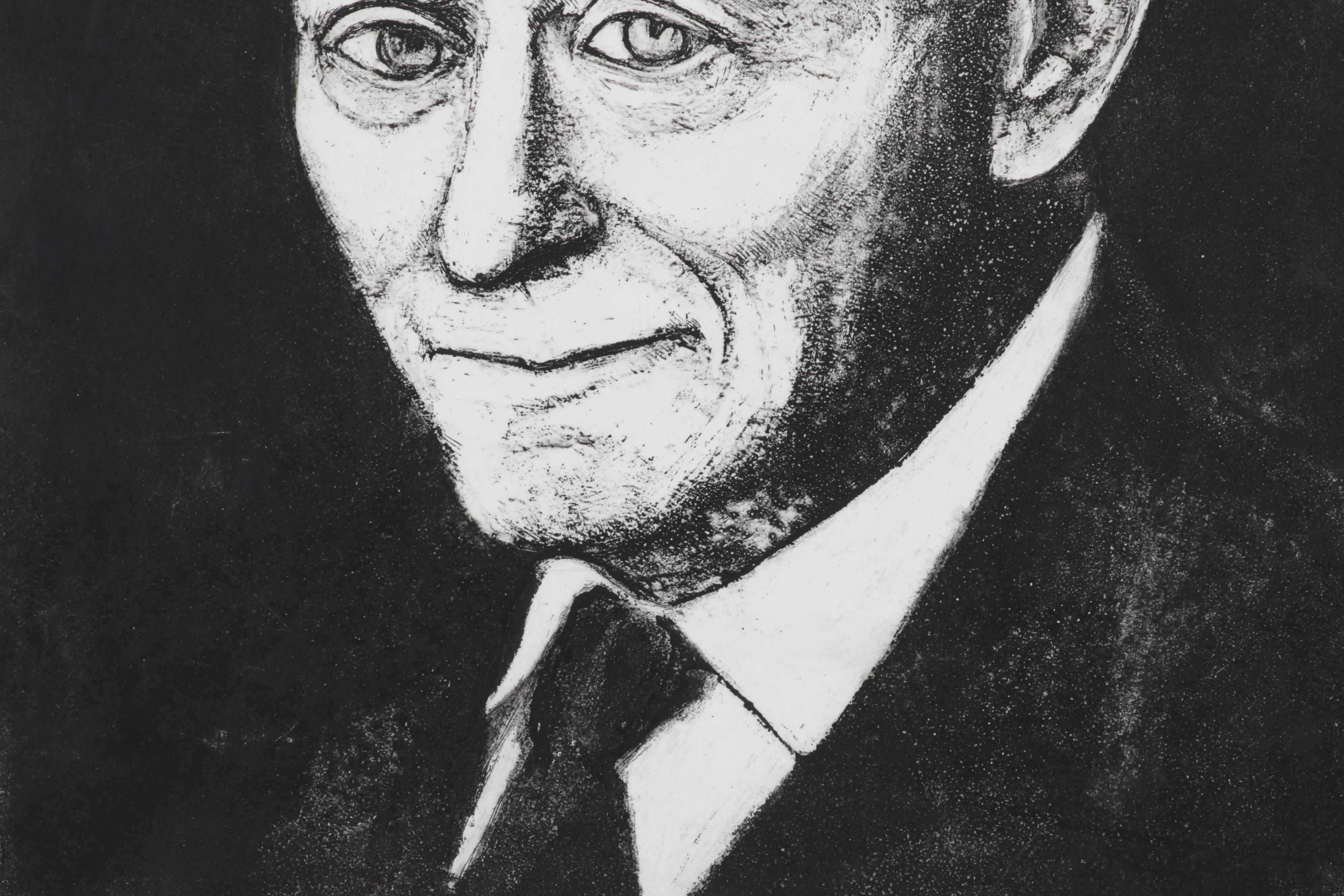 Sidney Chafetz Etching "Isaac Bashevis Singer," 1978