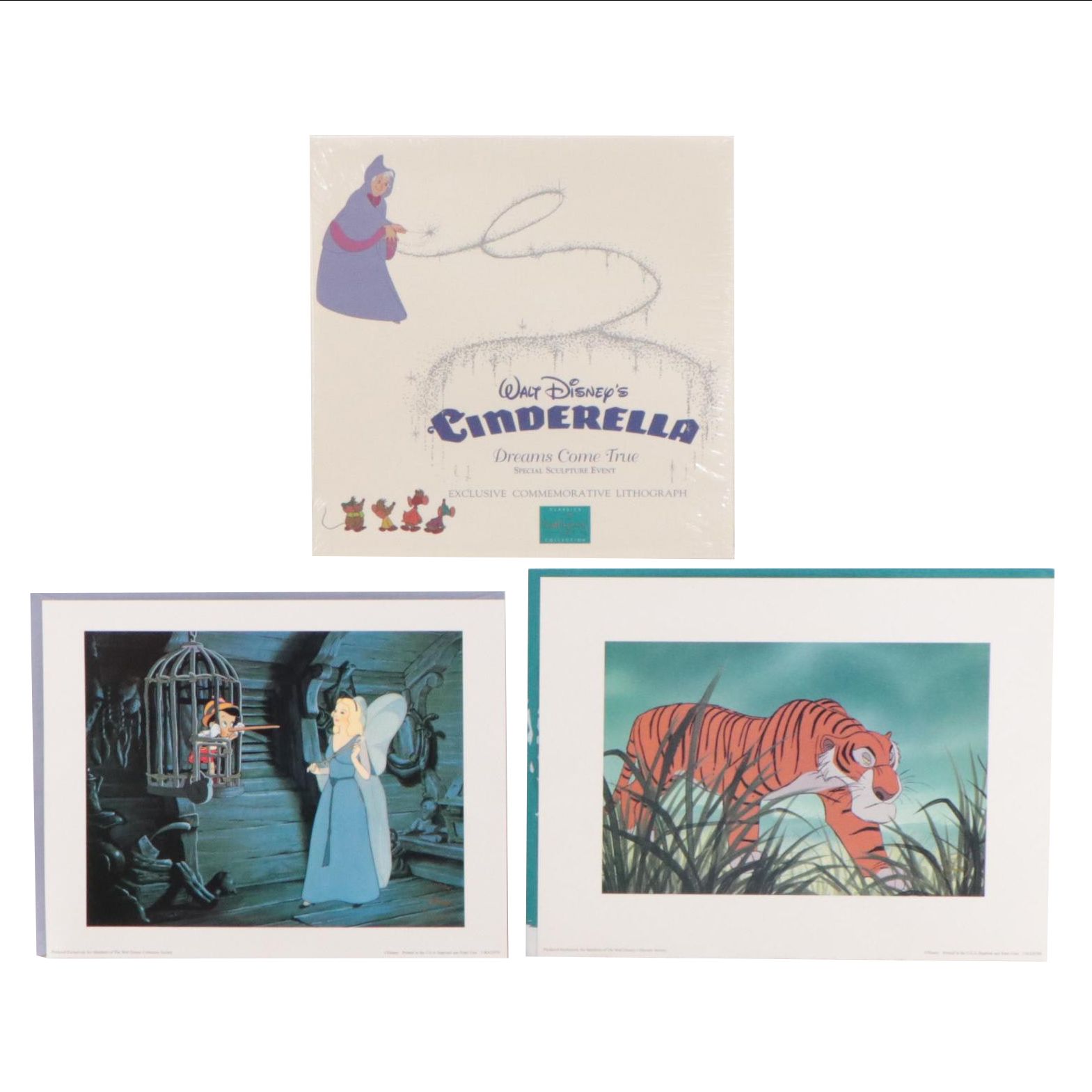 Disney Commemorative Offset Lithographs Including "Cinderella" and "Pinocchio"