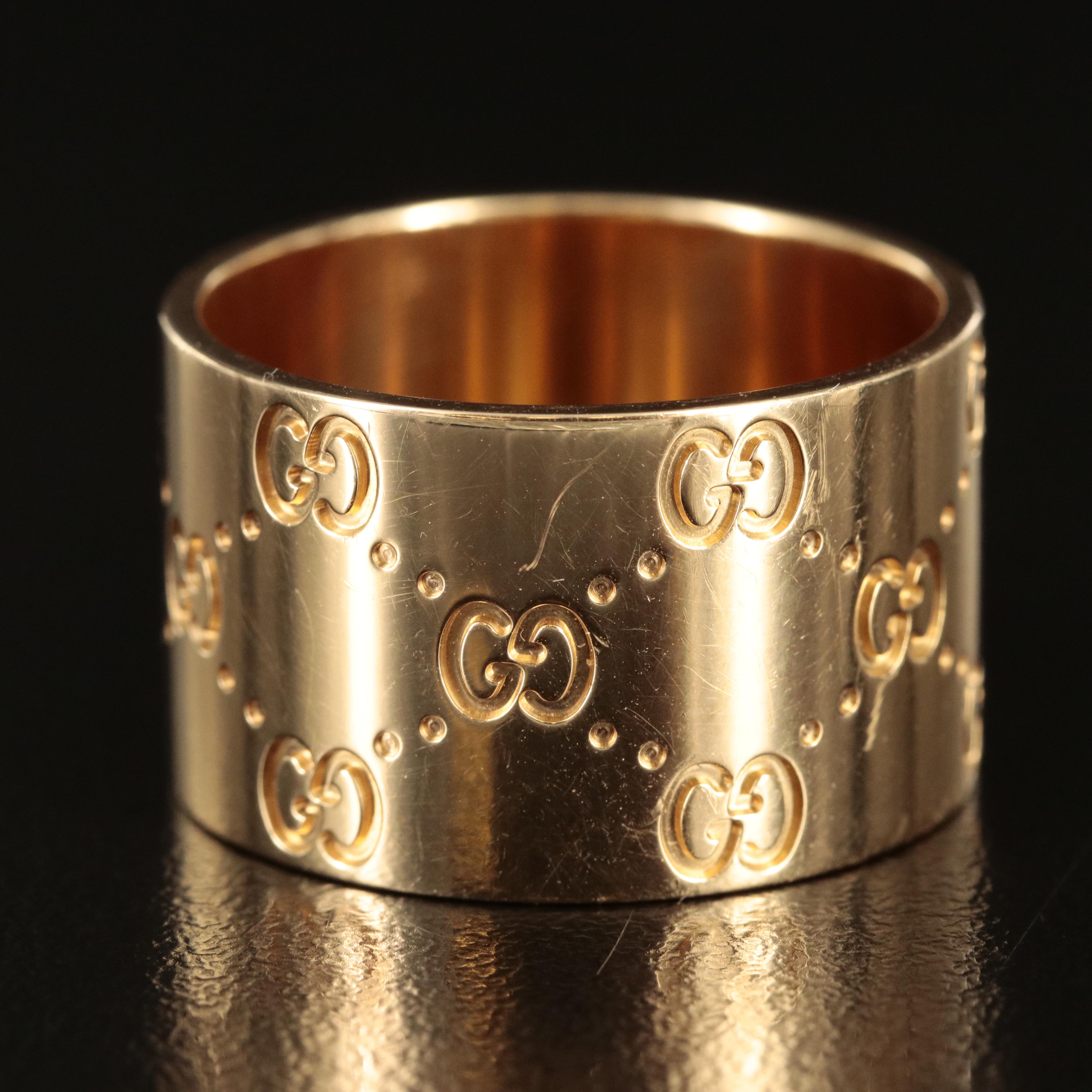 Gucci "Icon" 18K Wide Ring