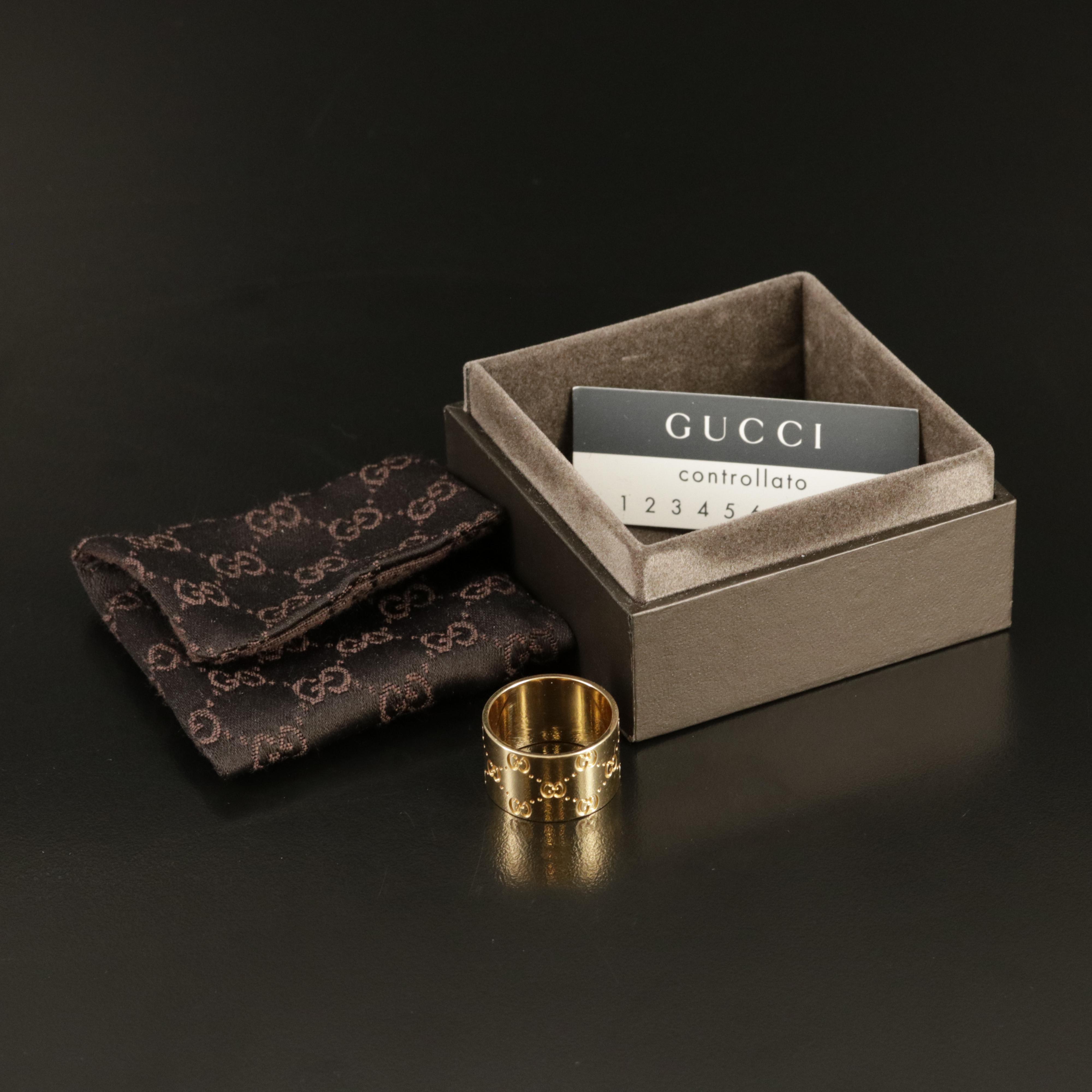 Gucci "Icon" 18K Wide Ring